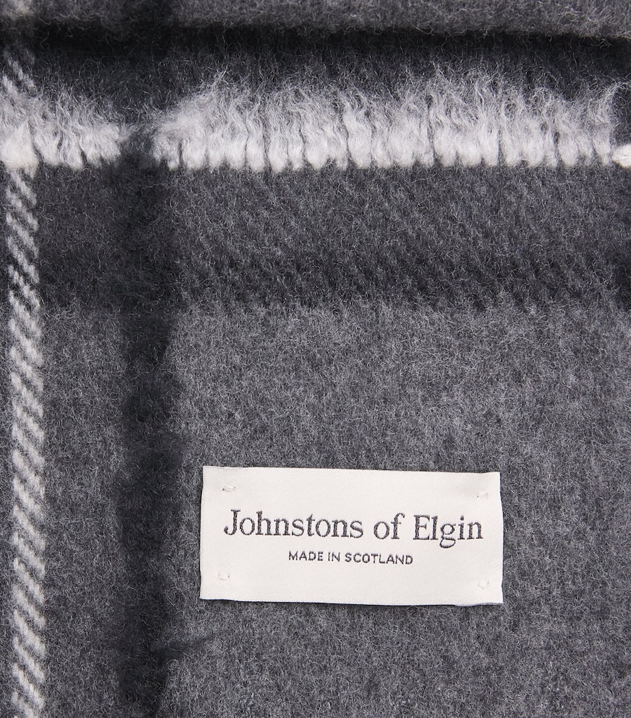 Johnstons Of Elgin Cashmere-Silk Tartan Scarf Grey Image 4