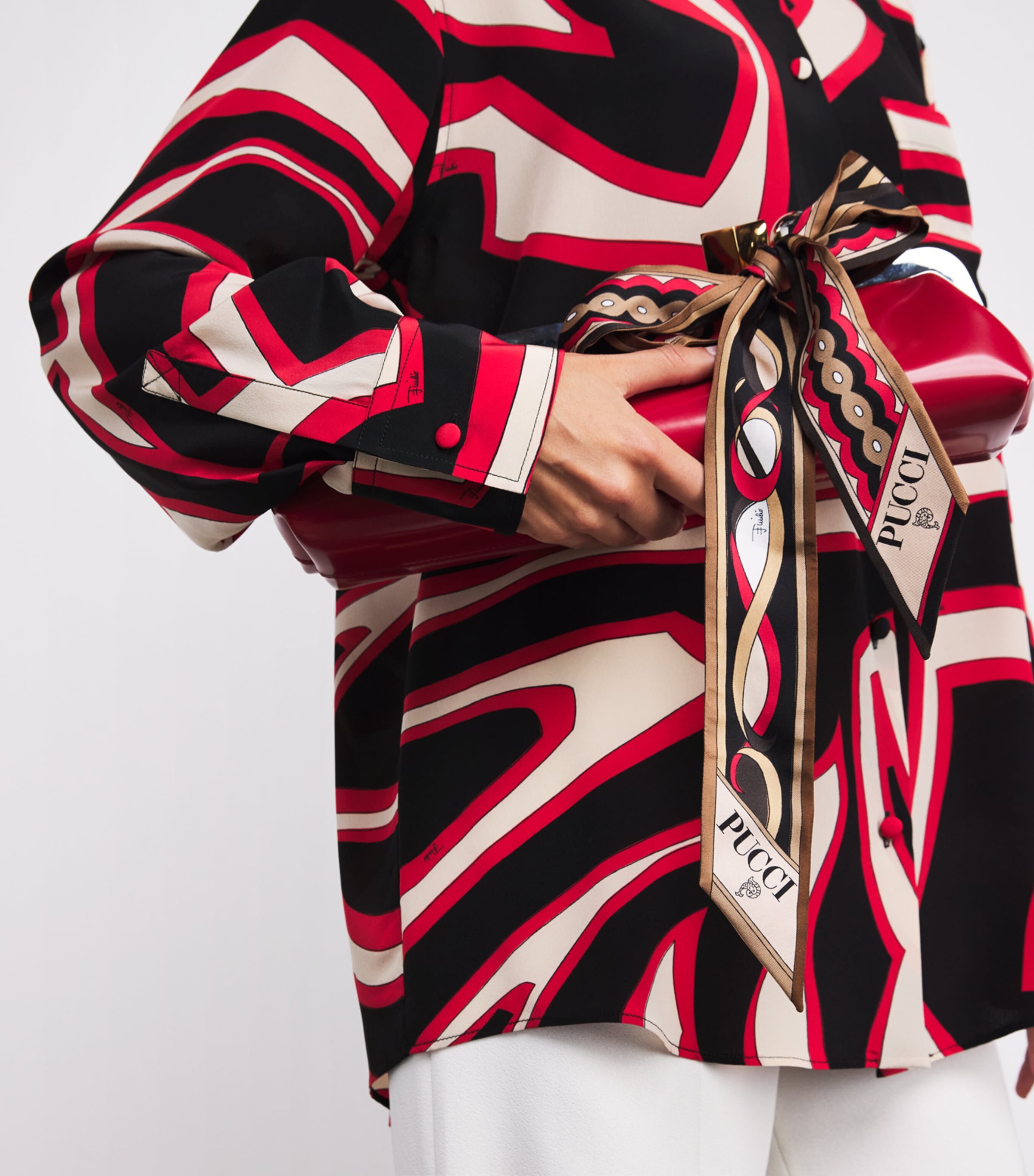 Silk Twill Labirinto Print Shirt 051/GOLD RED Image 5