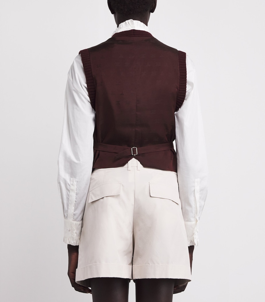 Wool-Blend Knit Waistcoat CHERRY Image 4