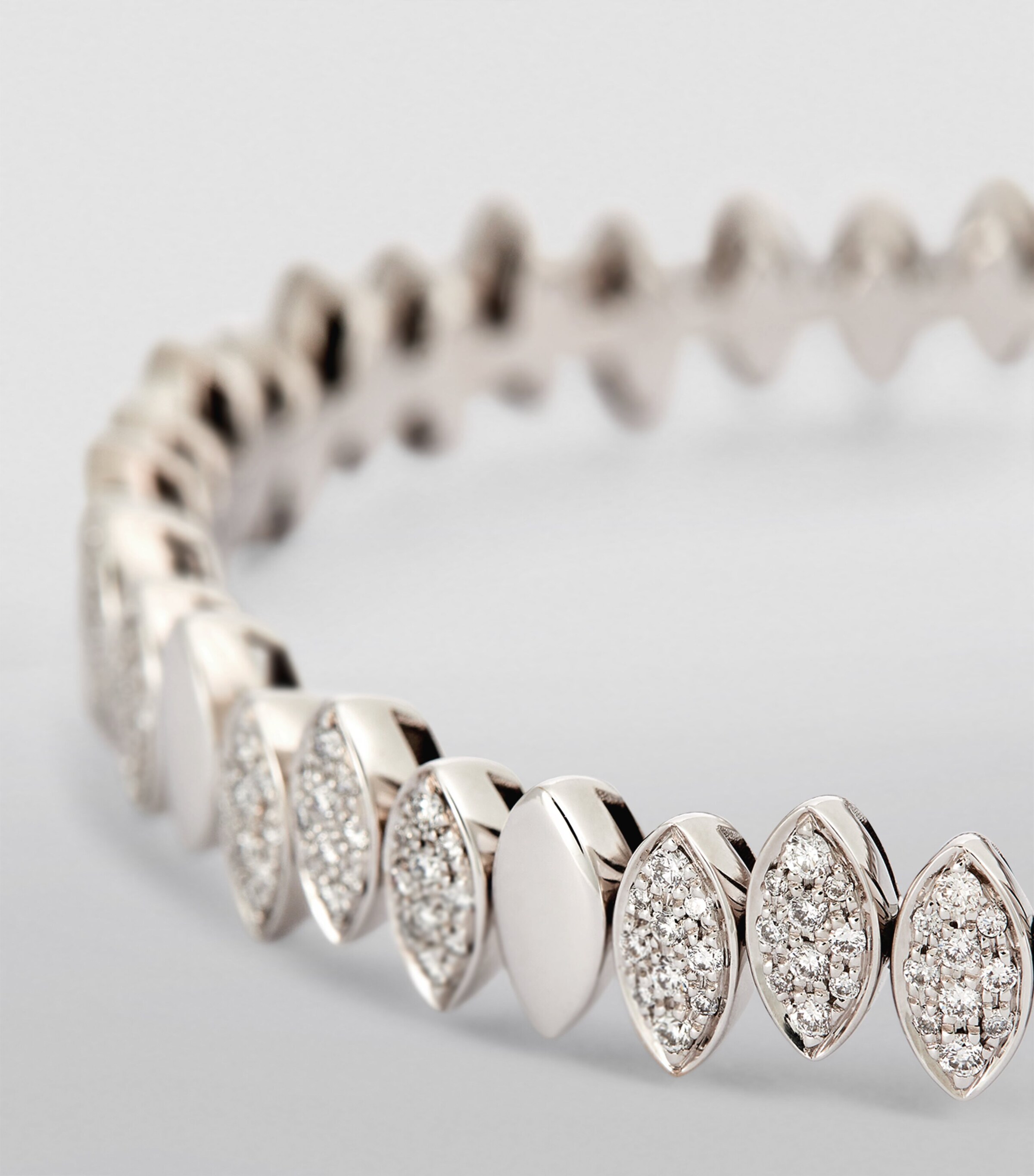 White Gold and Diamond Navette Bangle WHITE GOLD Image 3