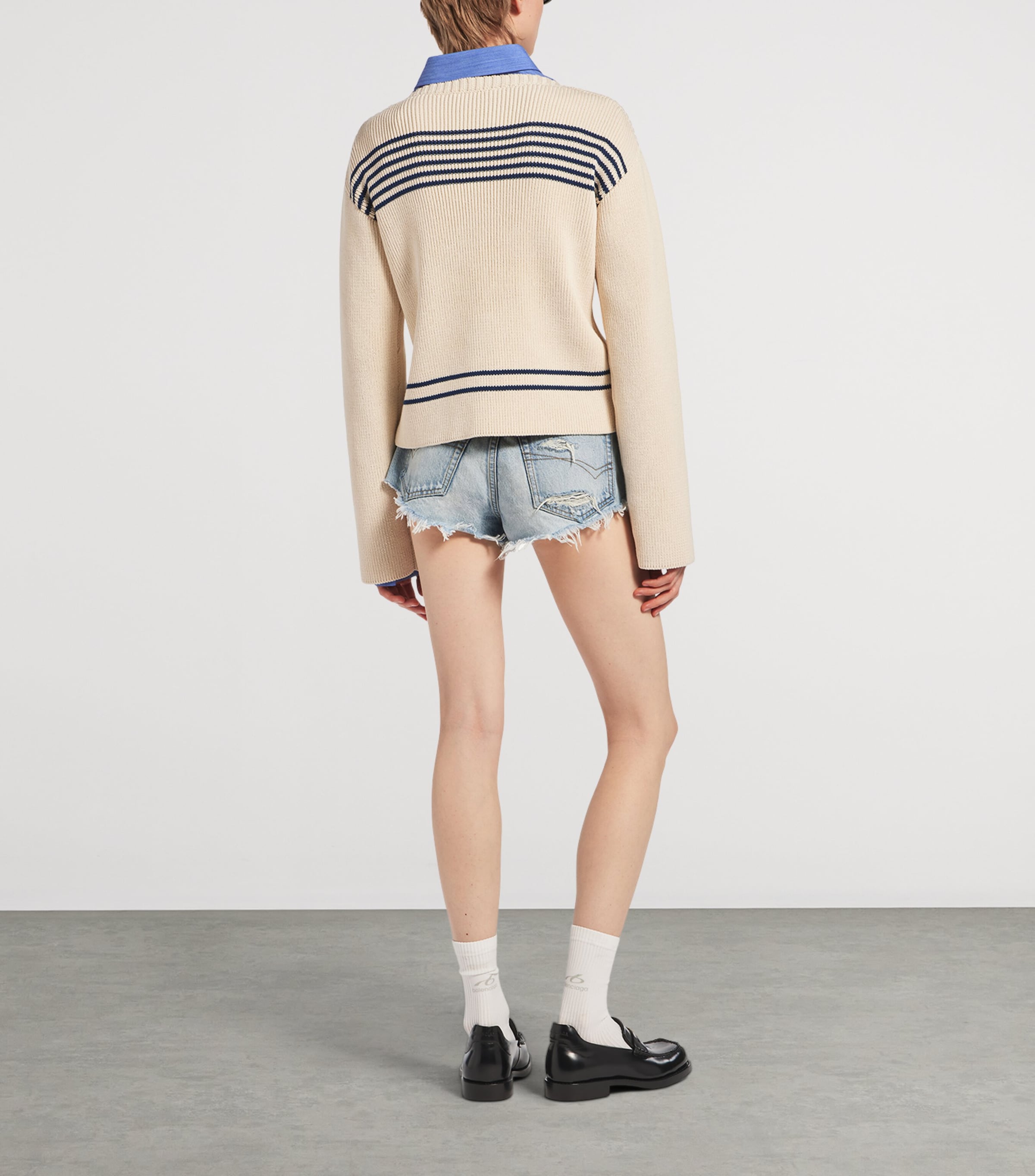 Balenciaga Womens Cotton Striped Sweater Image 3