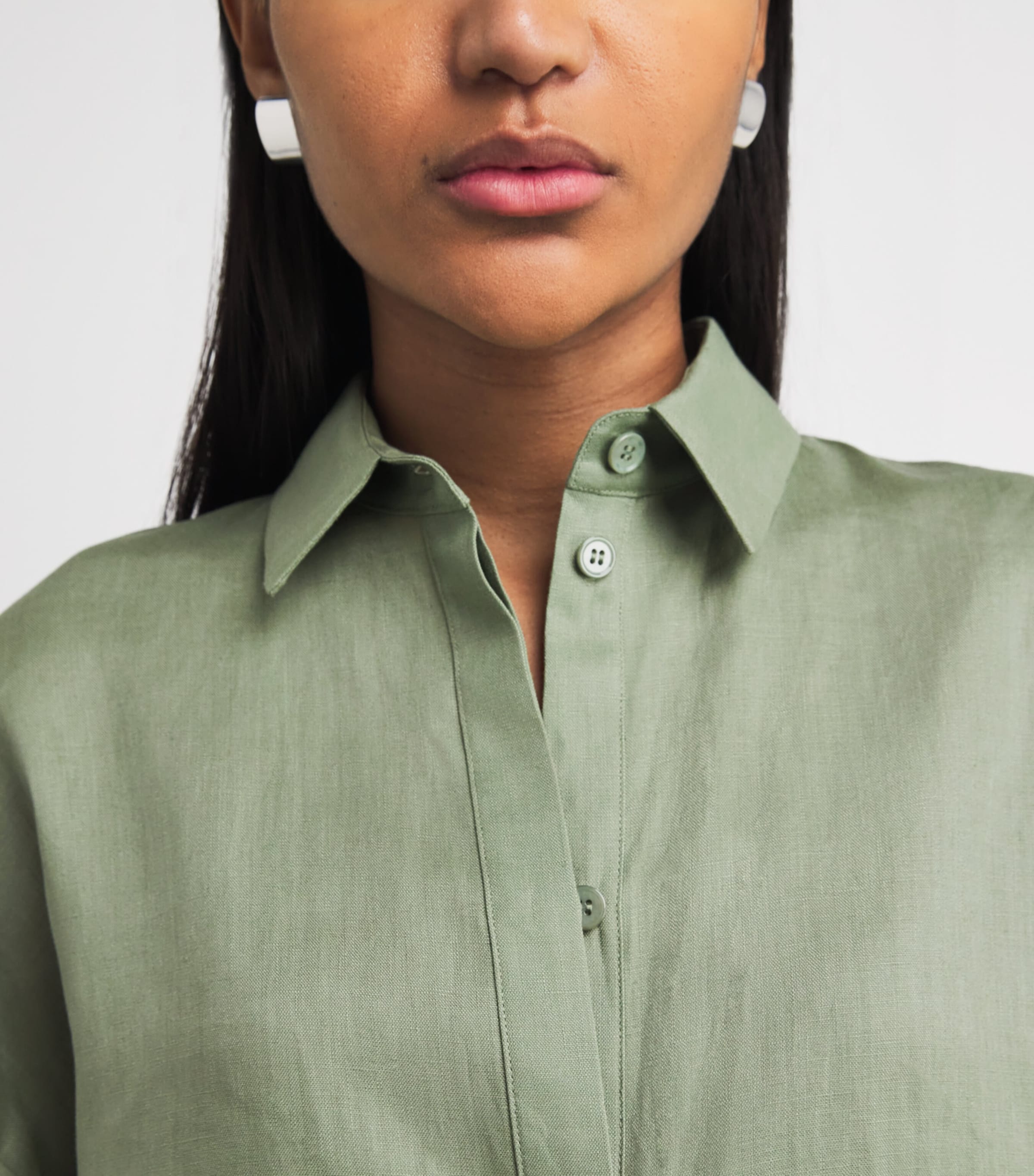 MM Womens Linen Boxy Shirt Sage Green Image 3
