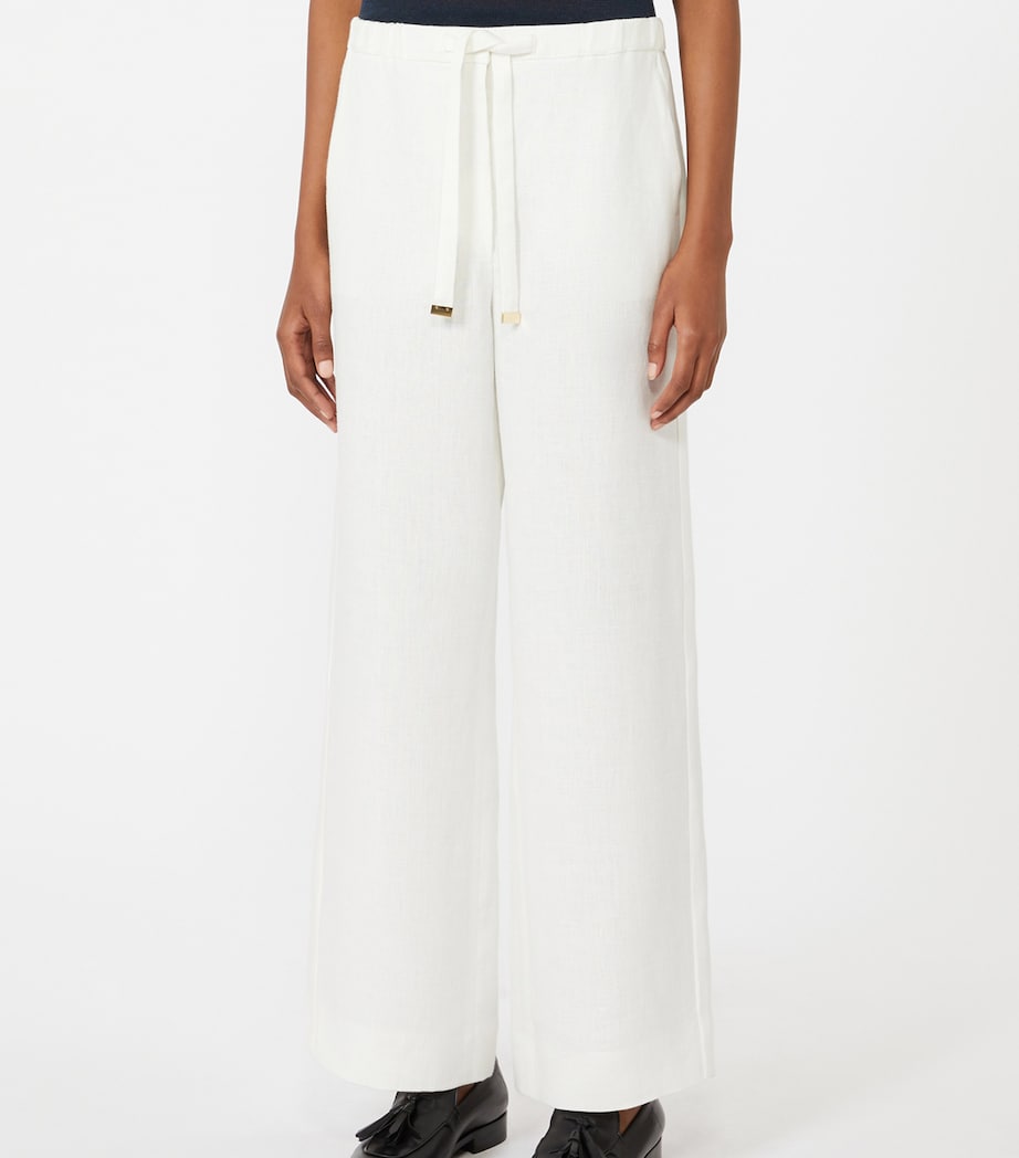 Max Mara Womens Linen Drawstring Trousers White Image 3