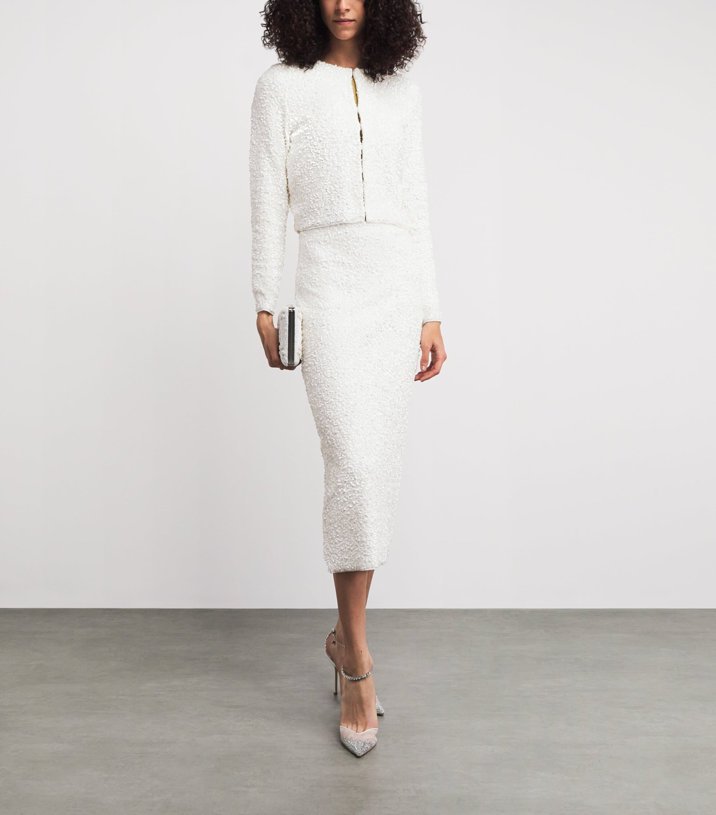 Adam Lippes Womens Sequin Knit Raya Cardigan Ivory Image 2
