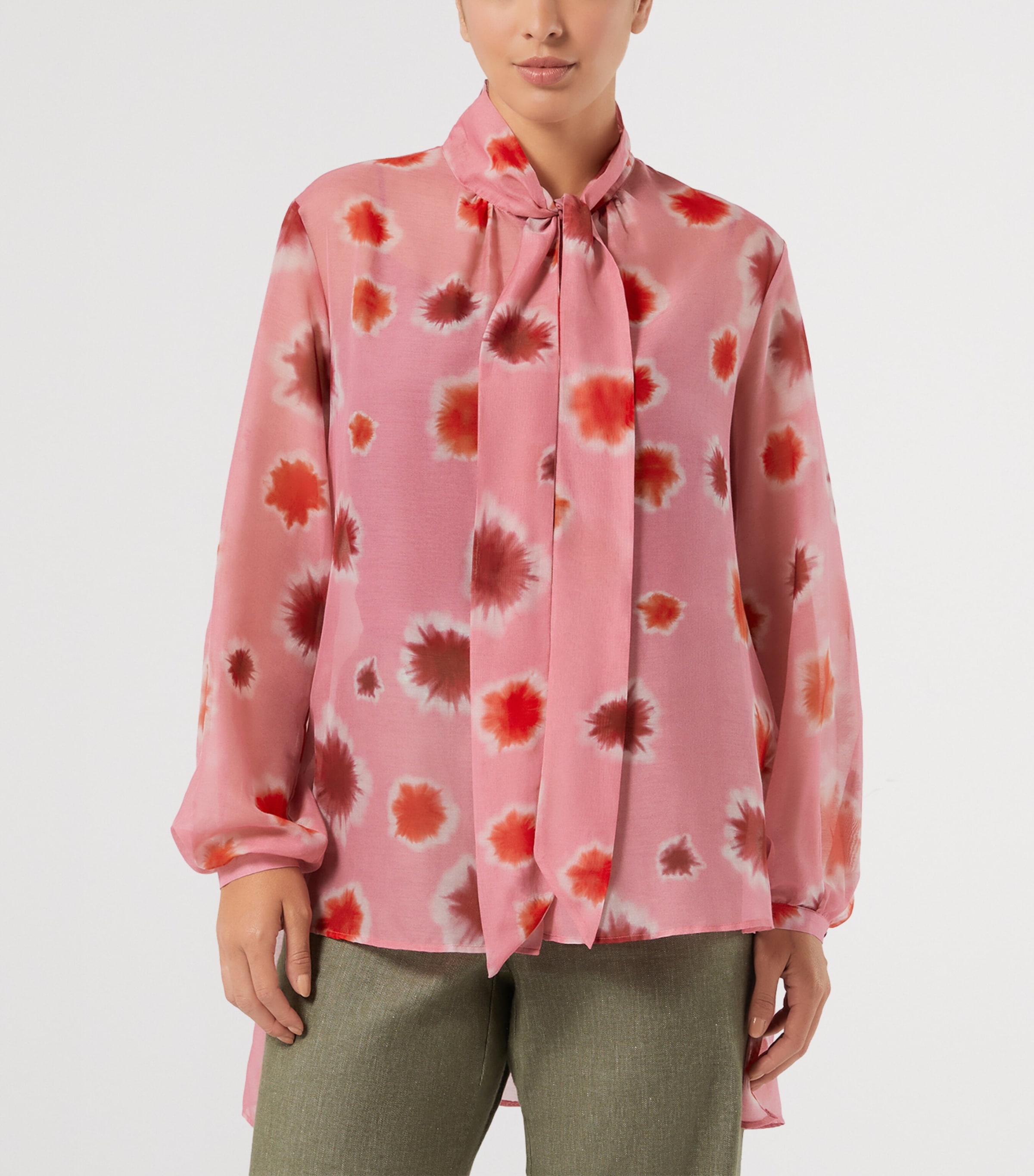 Marina Rinaldi Womens Cotton-Silk Printed Blouse Pink Image 3