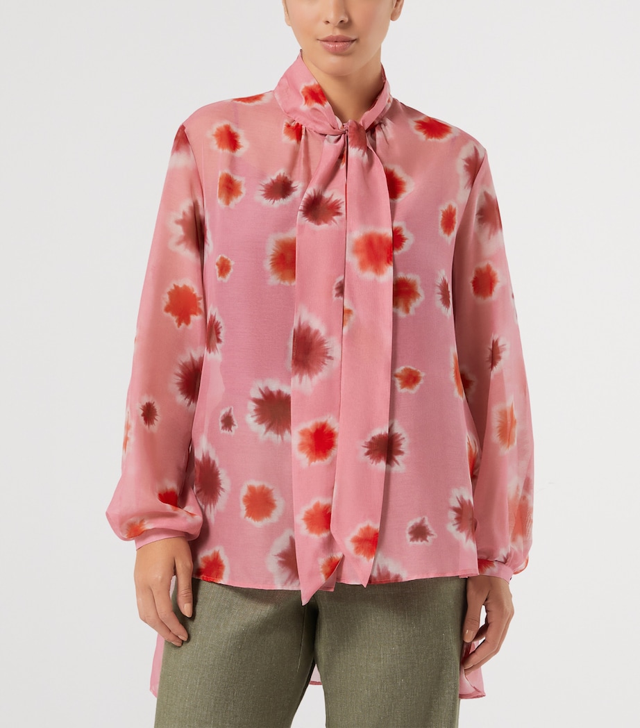 Marina Rinaldi Womens Cotton-Silk Printed Blouse Pink Image 3