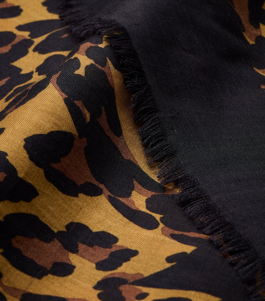 Saint Laurent Wool Leopard Cassandre Scarf Image 3