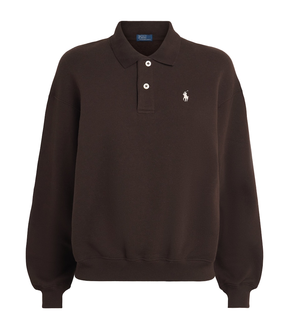 Cotton-Blend Polo Sweater CIRCUIT BROWN Image 1