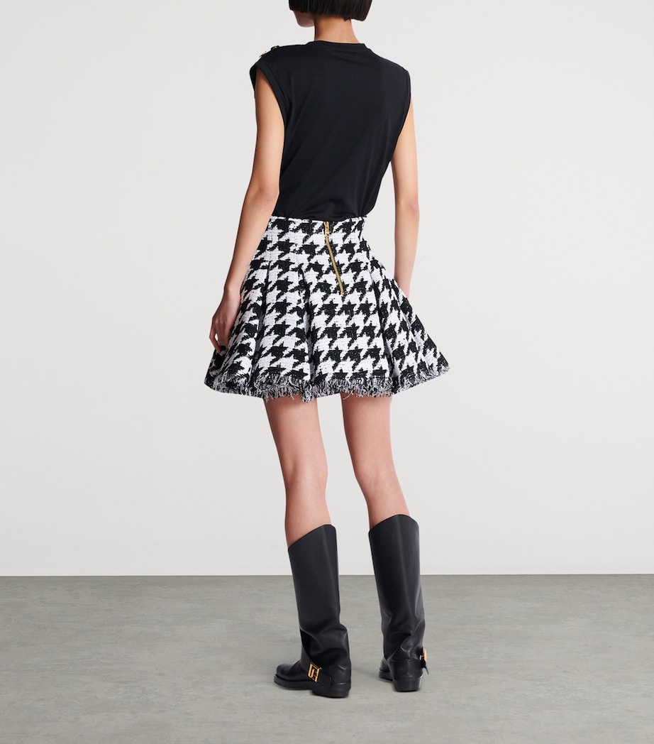 Tweed Pleated Mini Skirt GAB BLANC/NOIR Image 3