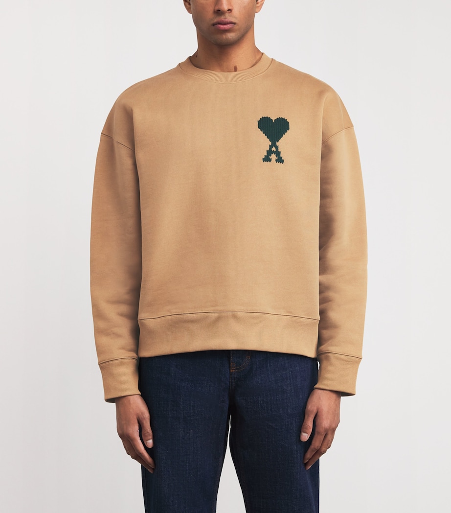 Cotton Logo Sweatshirt A047 CAMEL/EVERGREEN Image 3