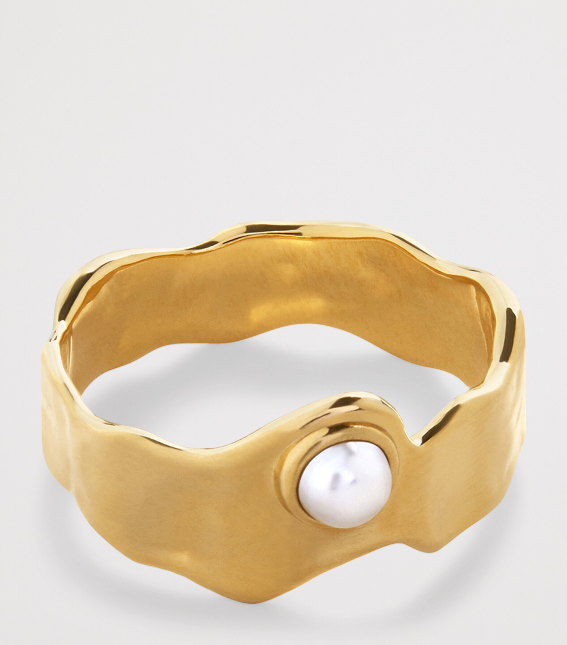Monica Vinader Gold Vermeil and Pearl Capri Stacking Ring Gold Vermeil Image 2