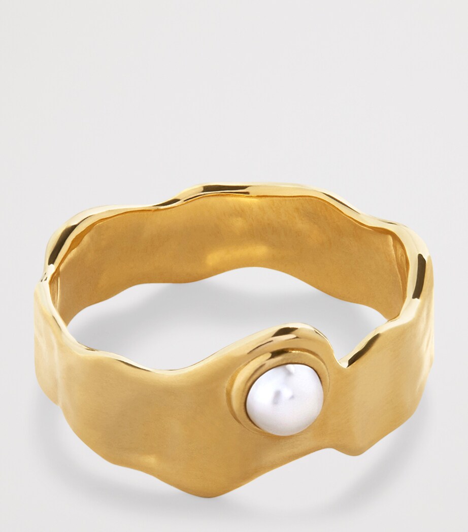 Gold Vermeil and Pearl Capri Stacking Ring 18K GOLD VERMEIL Image 2