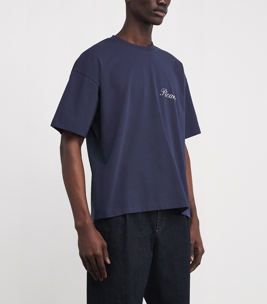 PICANTE Mens Organic Cotton Tailor Logo T-Shirt Navy Image 3