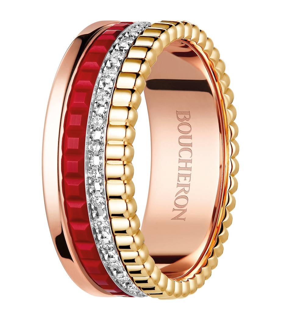 Small Mixed Gold Quatre Red Ring RED Image 3