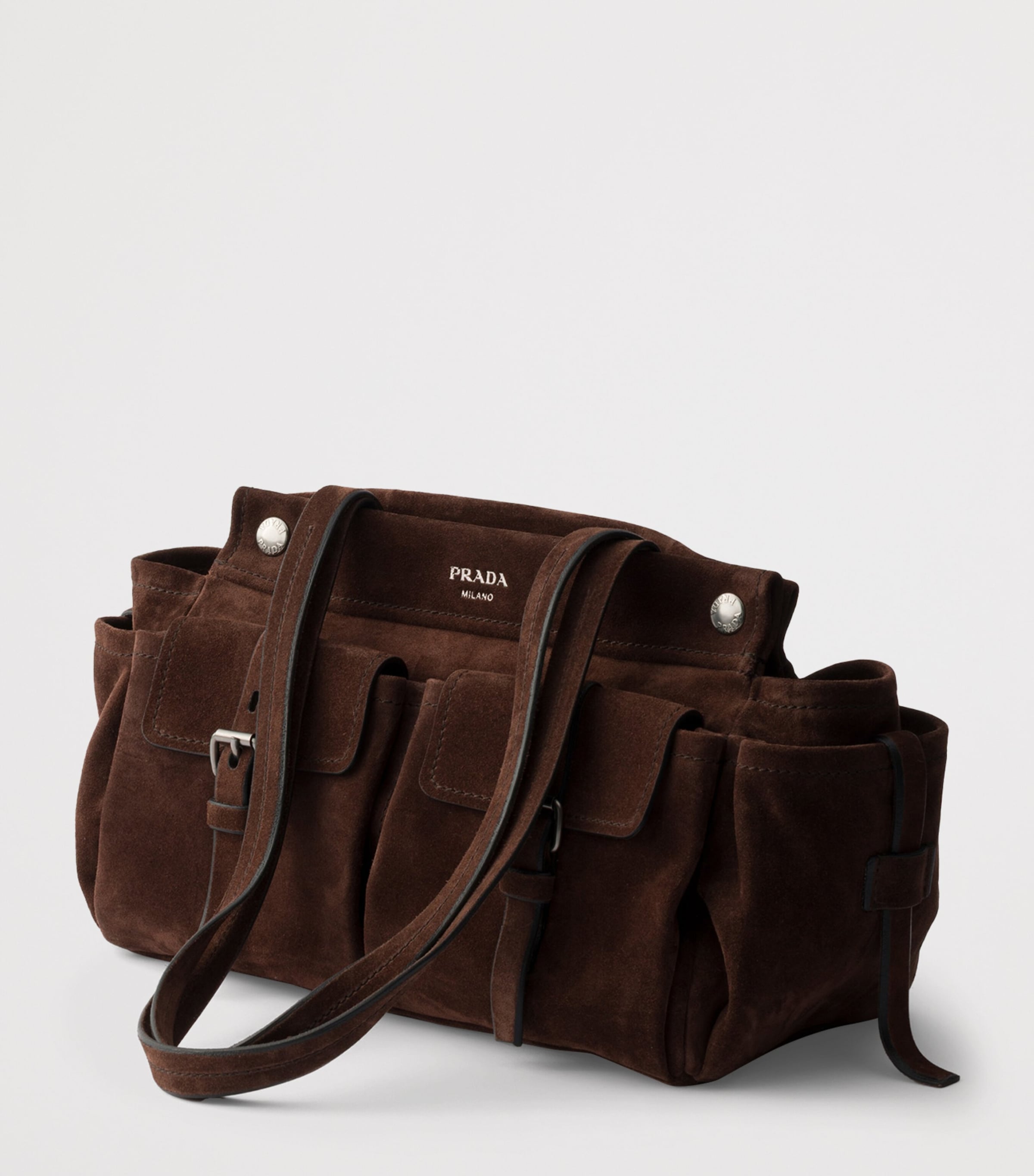 Prada Medium Suede Route Tote Bag Brown Image 2