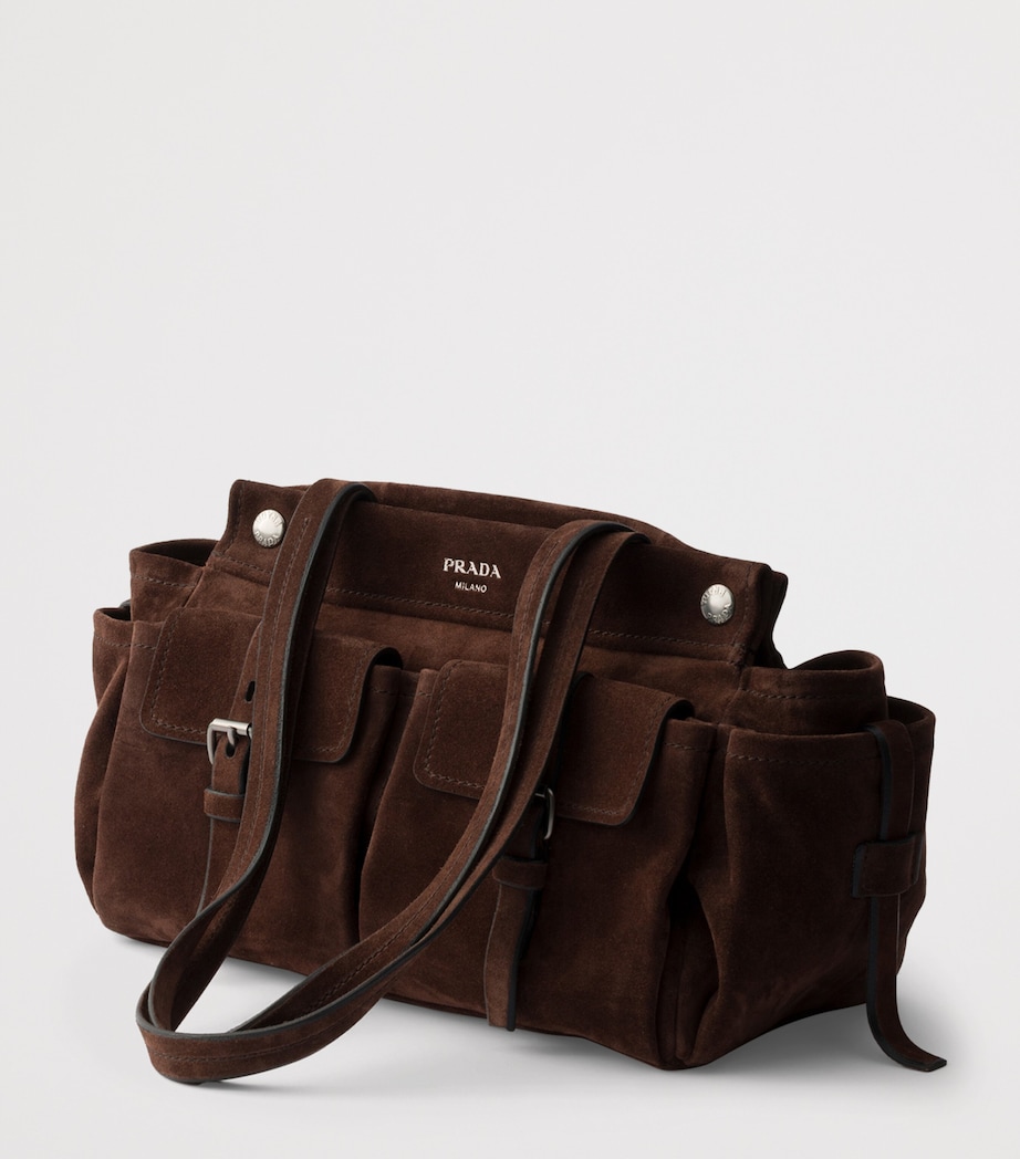 Prada Medium Suede Route Tote Bag Brown Image 2