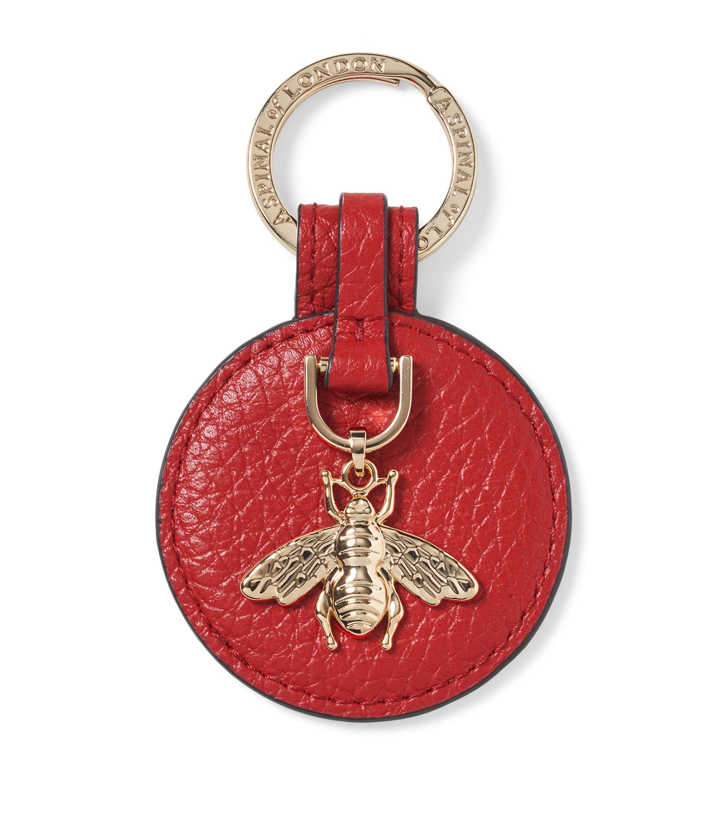 Aspinal Of London Leather Bee Keyring Cardinalred Image 1