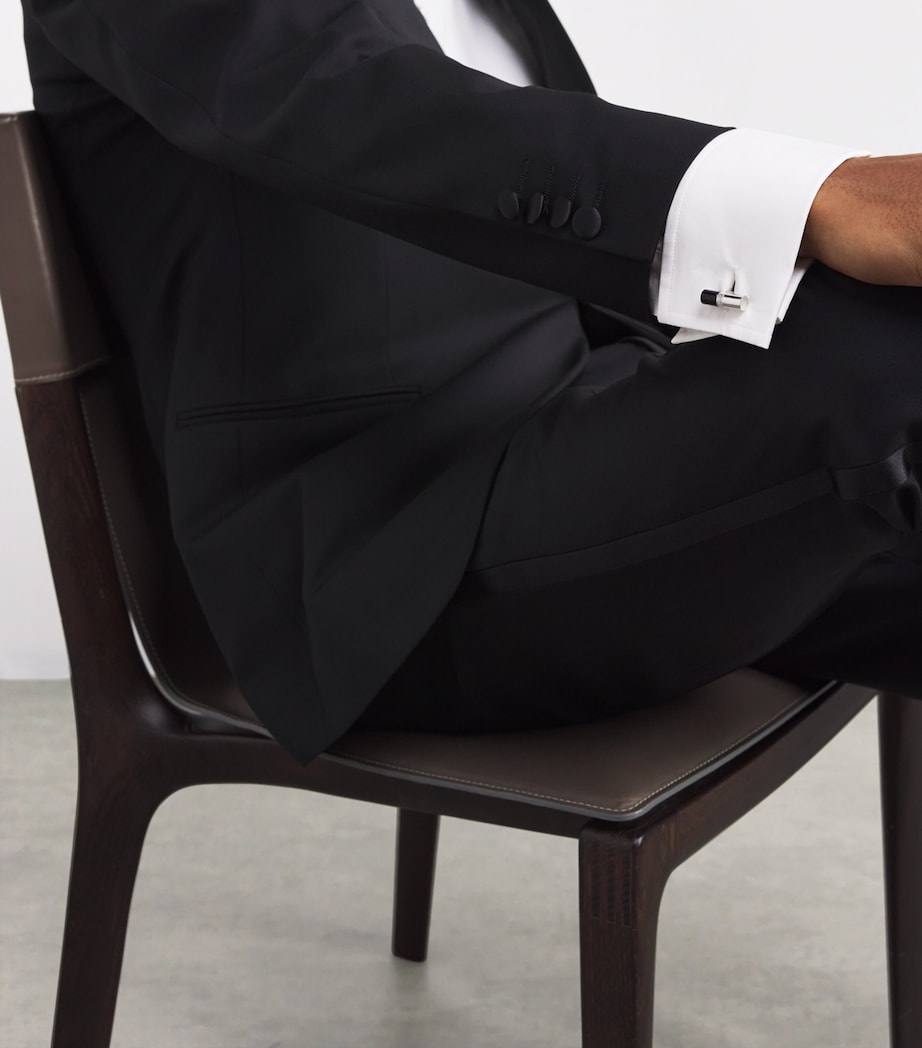 Rhodium-Plated Stone Bar Cufflinks SILVER Image 5