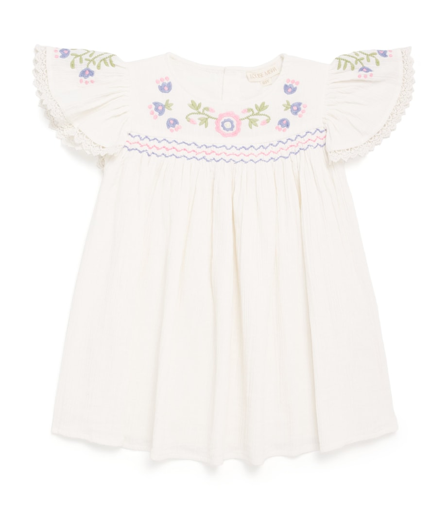 Louise Misha Cotton Embroidered Ana Dress (3-10 Years) Off White Image 1
