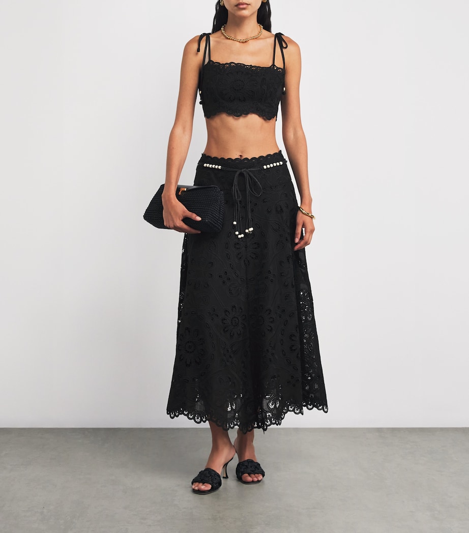 Cotton Rhiannon Embroidered Crop Top BLK/BLACK Image 2