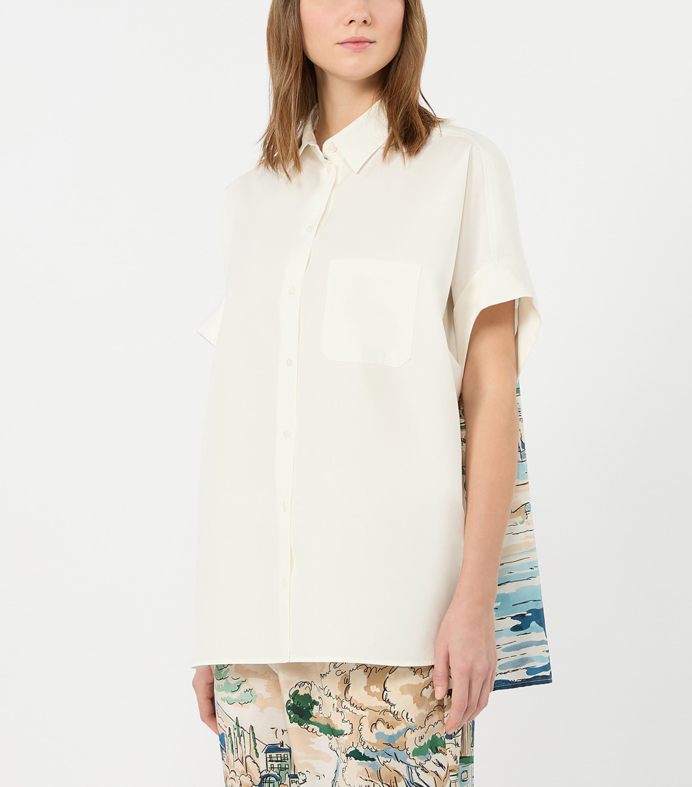 Weekend Max Mara Womens Cotton-Silk Printed Shirt White Image 2