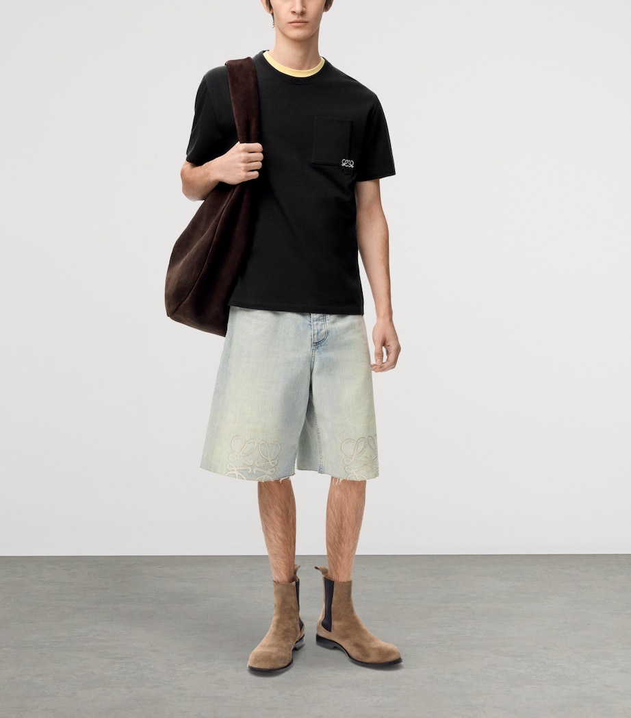 LOEWE Mens Cotton Relaxed Anagram T-Shirt Black Image 2