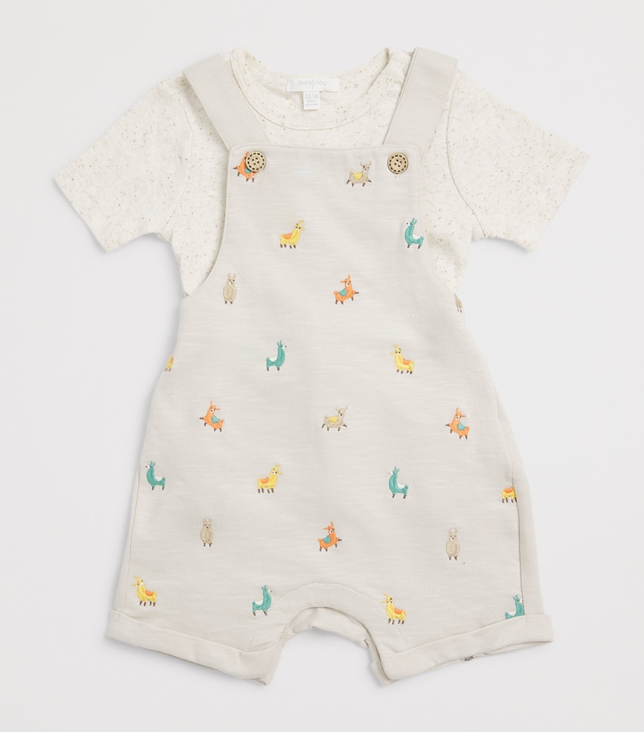 Purebaby Organic Cotton Llama Dungarees and T-Shirt Set (12-24 Months) Llabr Image 3