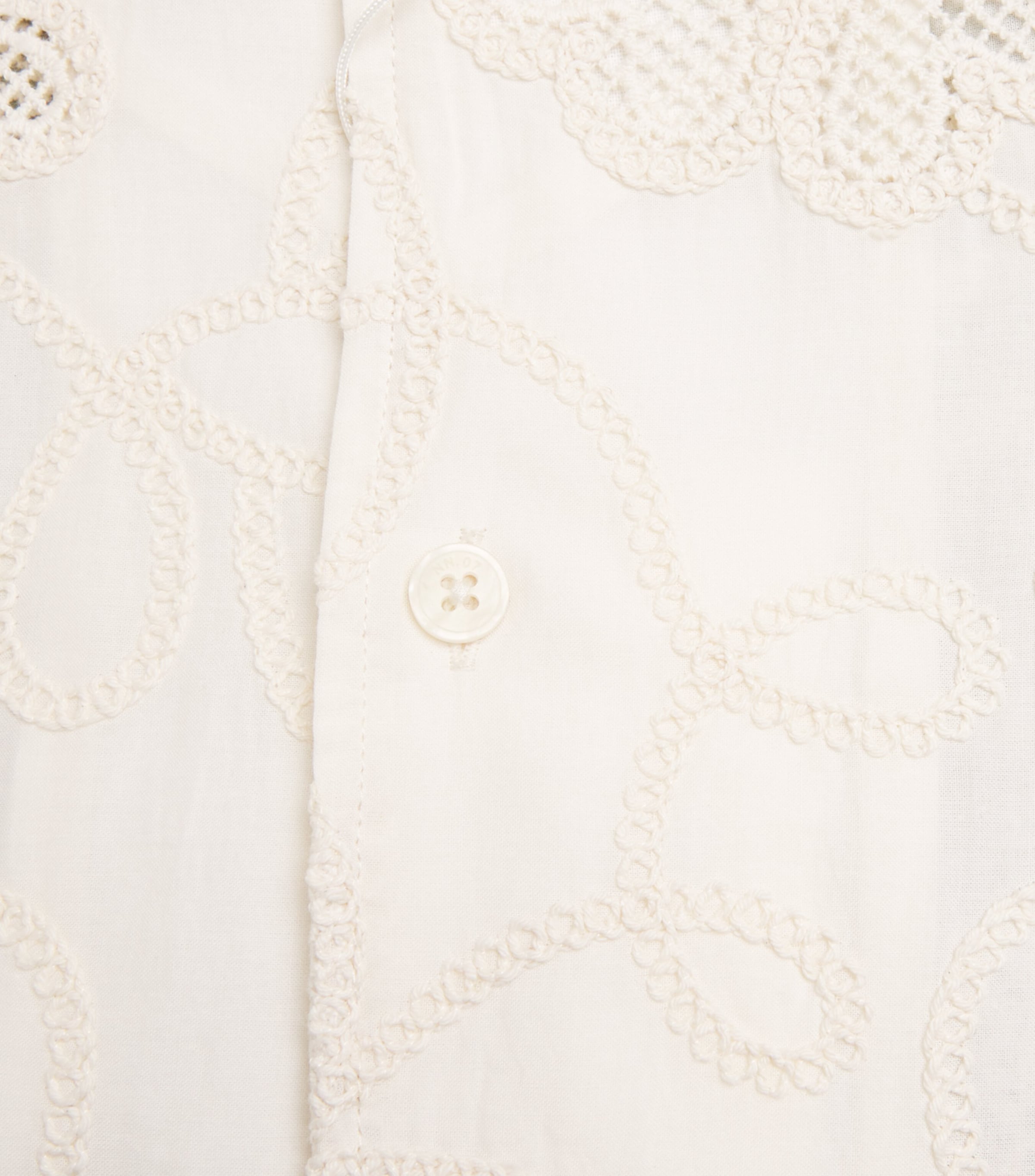 NN.07 Mens Organic Cotton Embroidered Ben Shirt Ivory Image 6