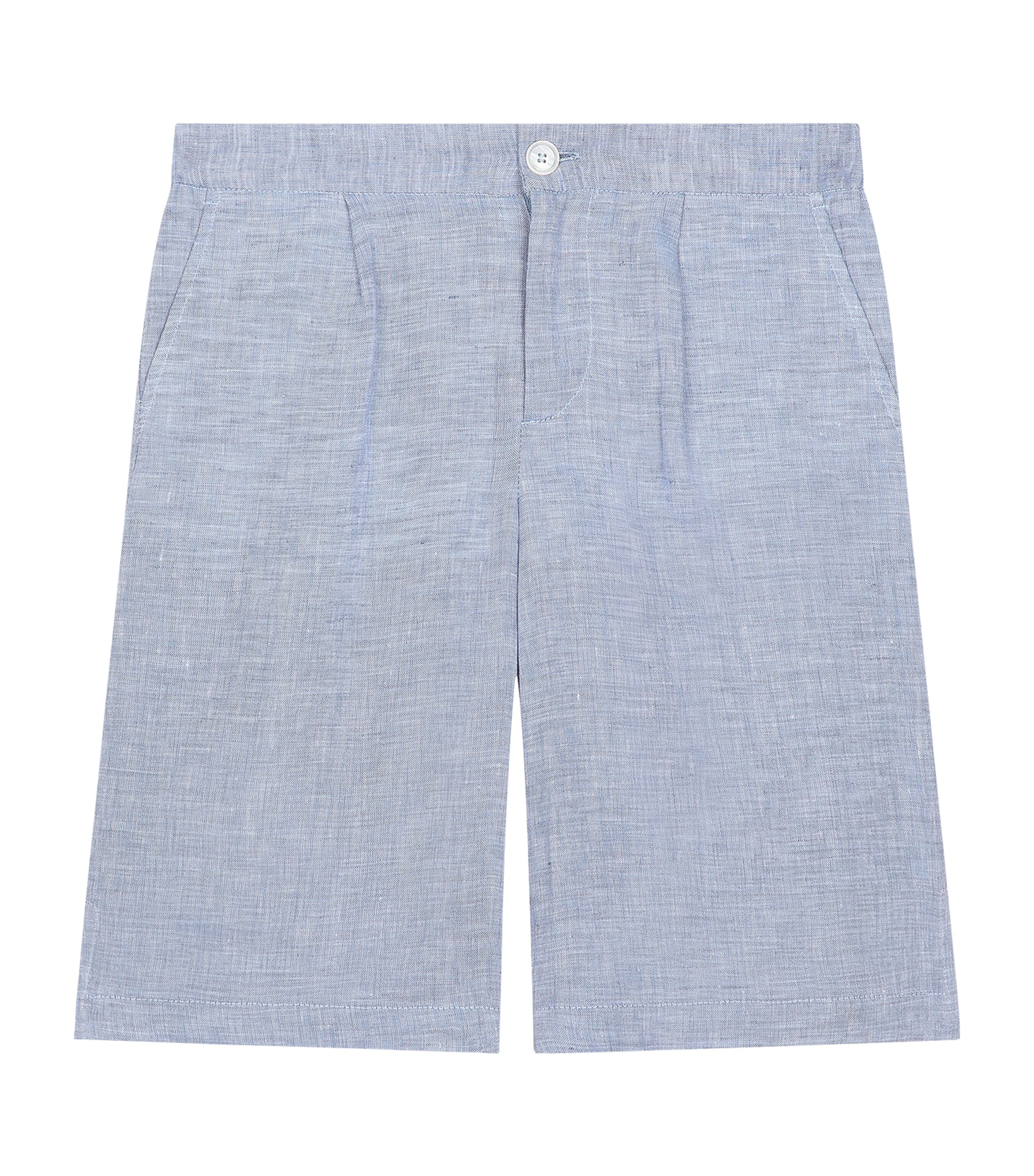 Dolce & Gabbana Kids' Linen Bermuda Shorts In Blue