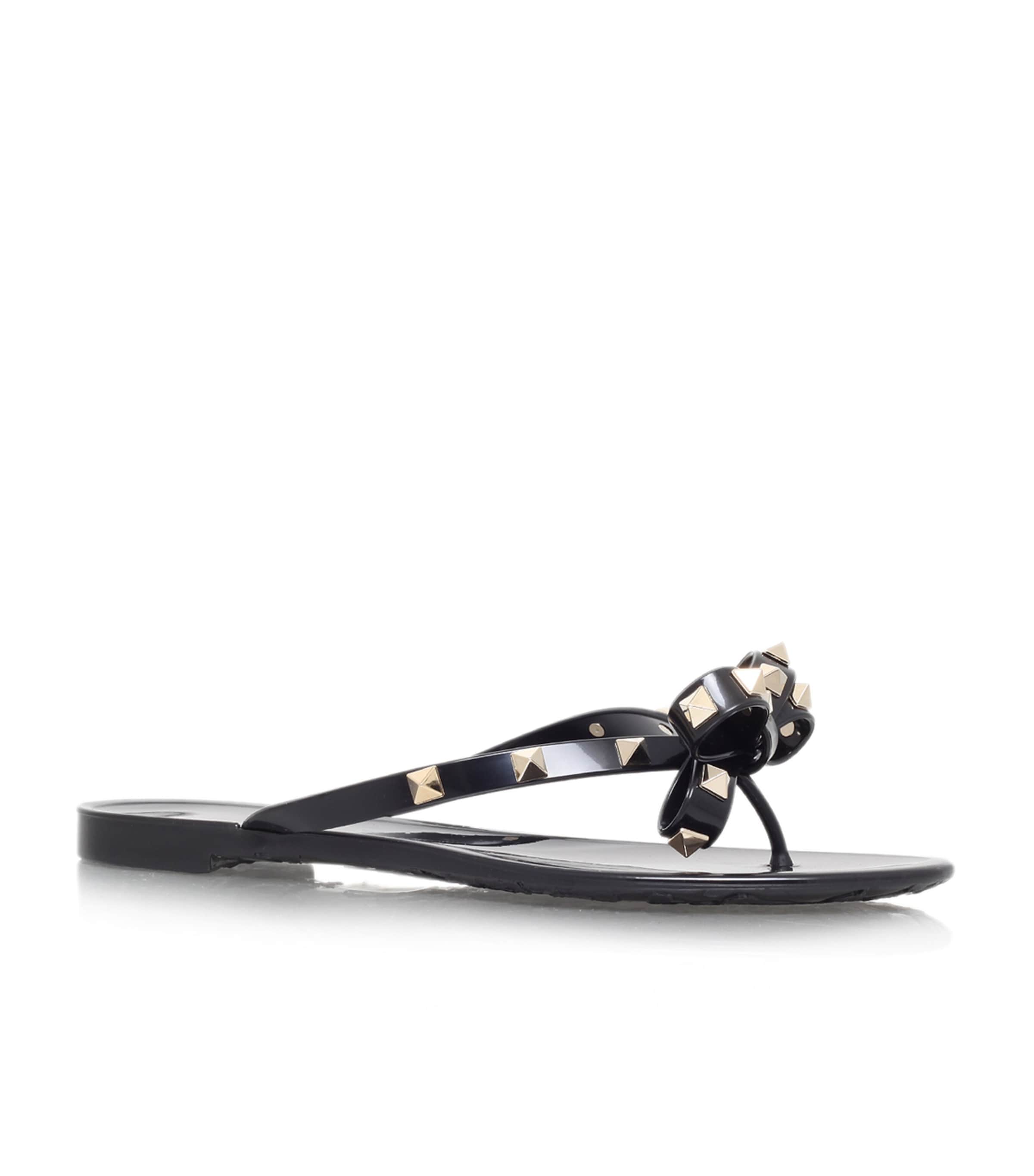 Valentino Heel Sandals With Bow Accent And Studded Embellishments In Black