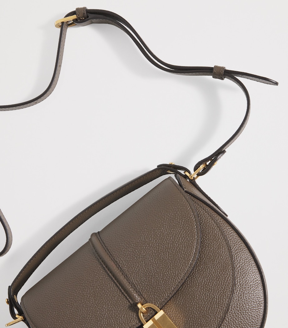 Small Leather Siena Saddle Bag DEEP OLIVE Image 6