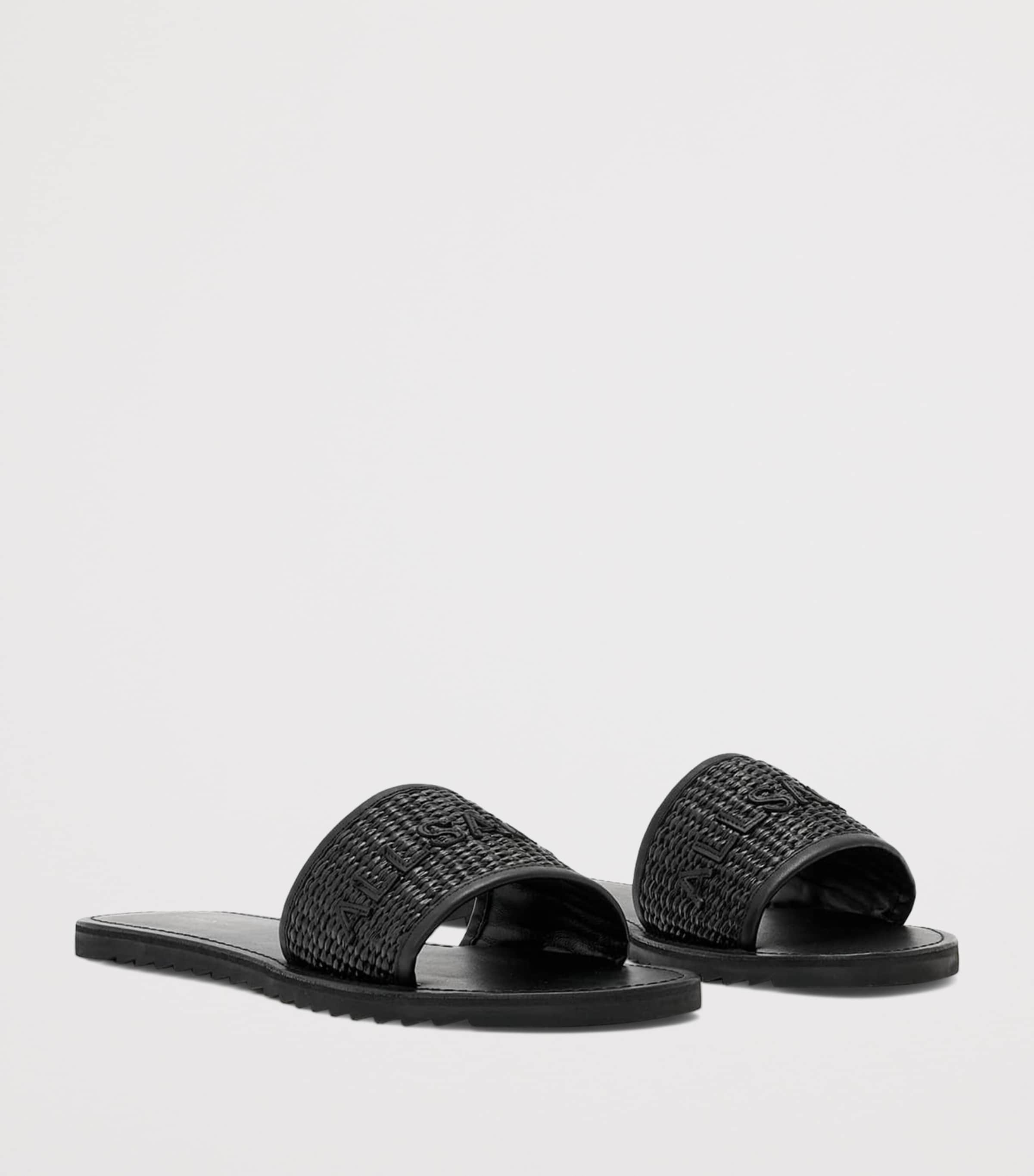 AllSaints Raffia Hoxton Sliders Black/black Image 3