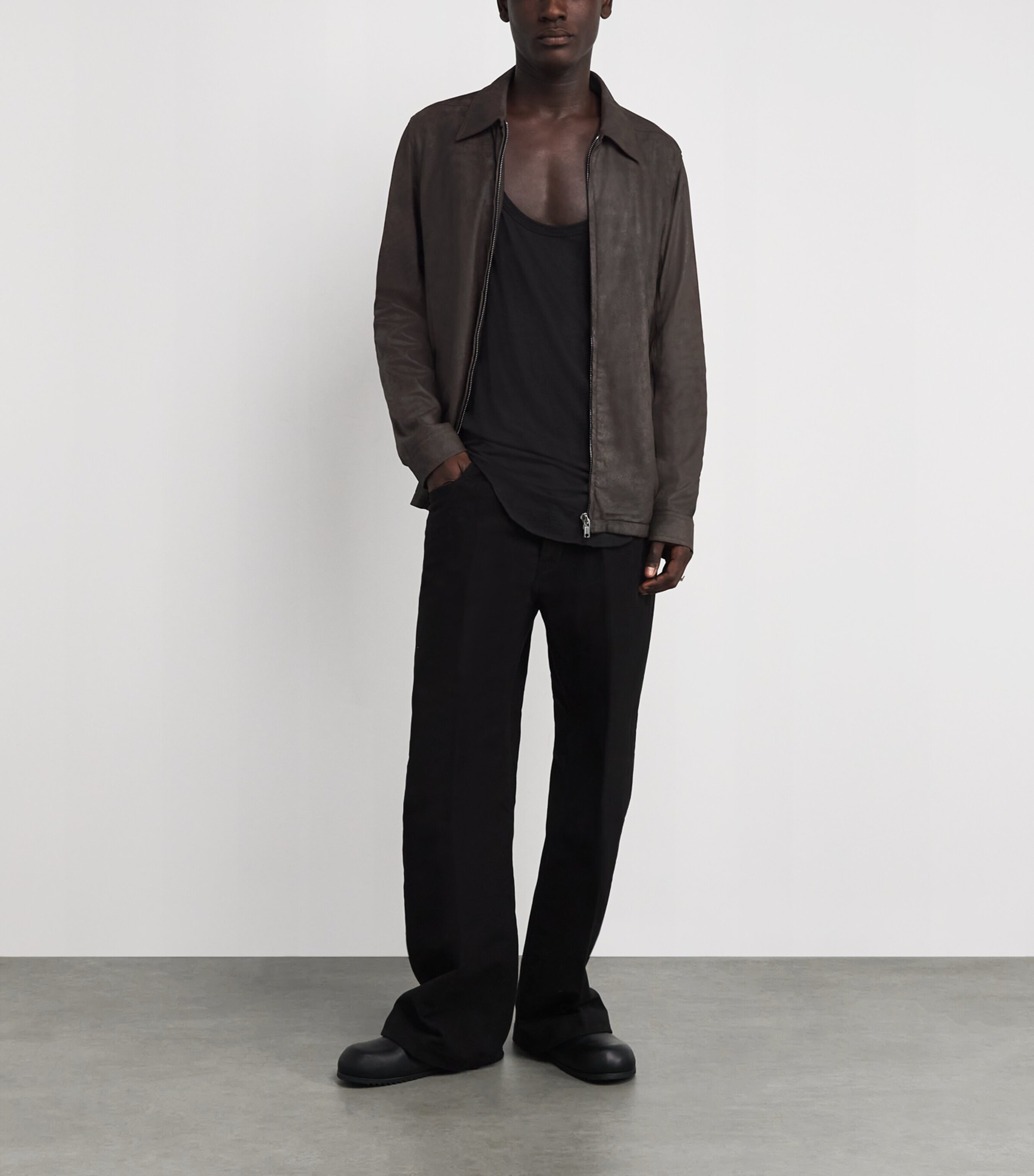 Rick Owens Brown Brad Leather Jacket | Harrods UK