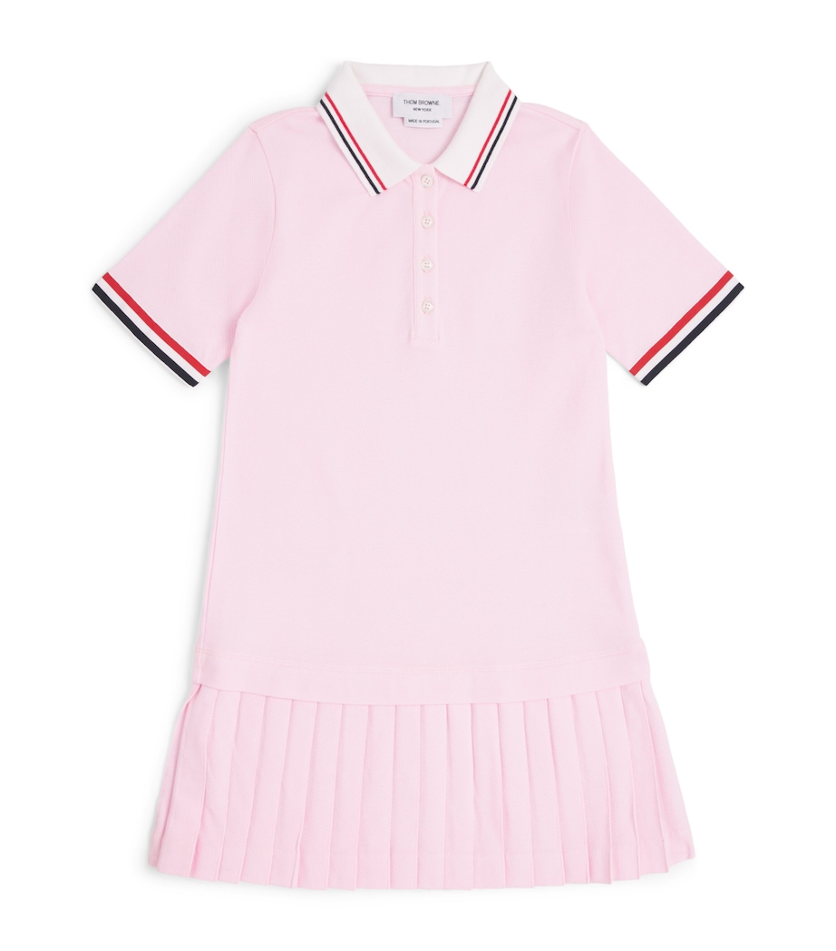 Thom Browne Kids Cotton Pleated Polo Dress (2-12 Years) Lt Pink Image 1