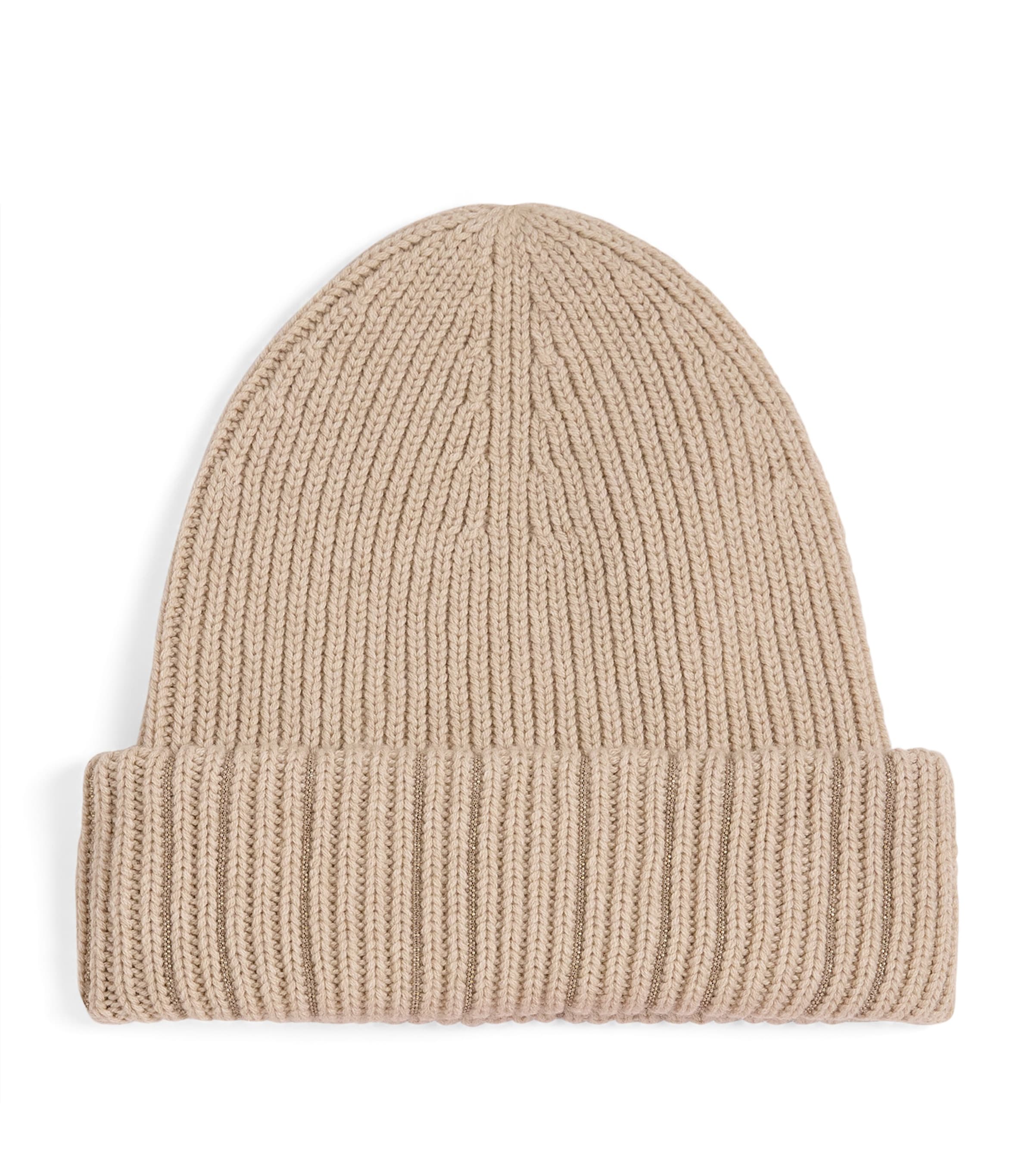Fabiana Filippi Wool-silk Sparkling Ribbed Beanie In Sand
