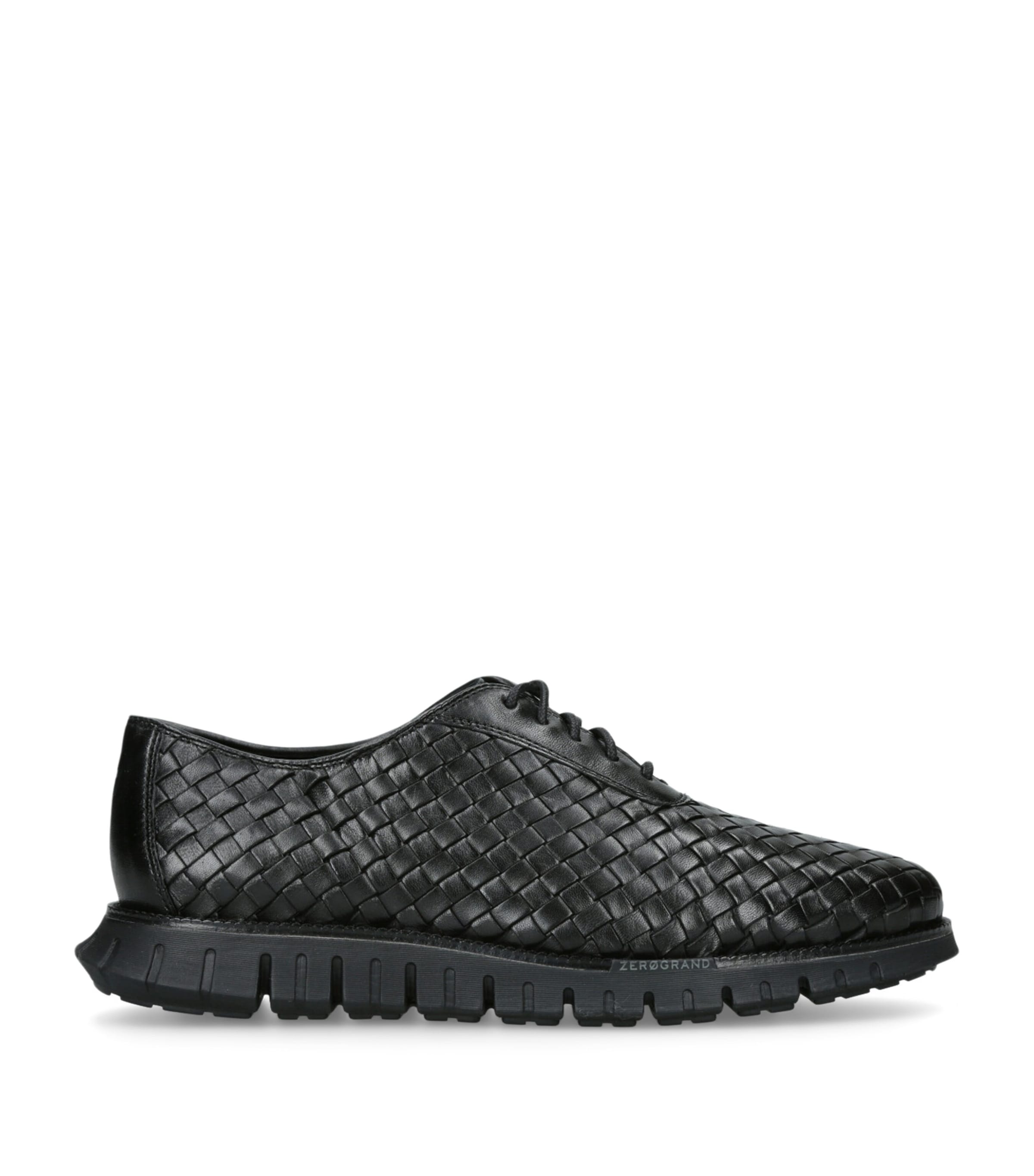 Cole Haan Mens Black Zerøgrand Remastered Woven Leather Oxford Shoes Eur 43.5 / 9.5 Uk In Black
