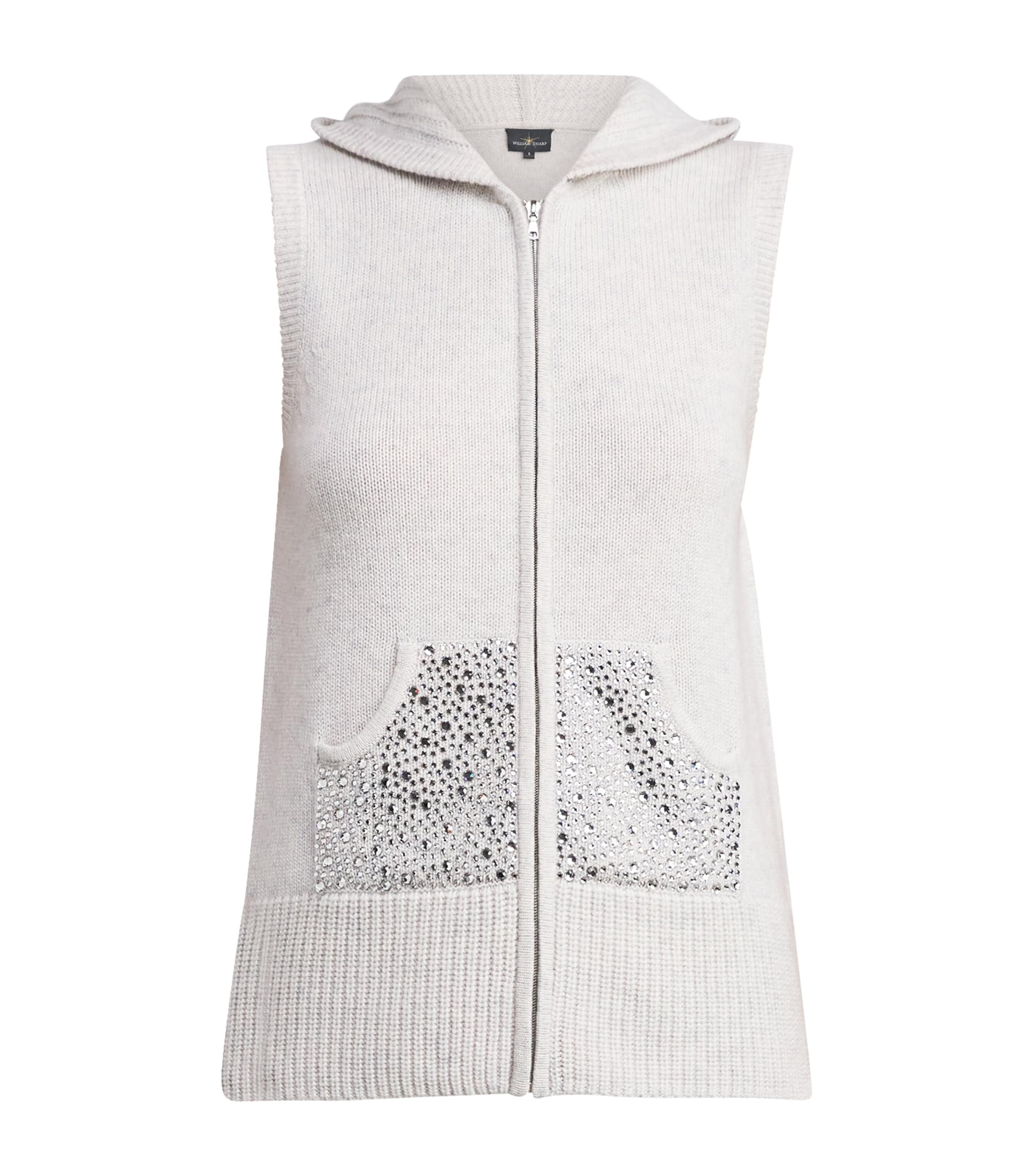 William Sharp Cashmere Swarovski Crystal-embellished Sweater Vest In Gray