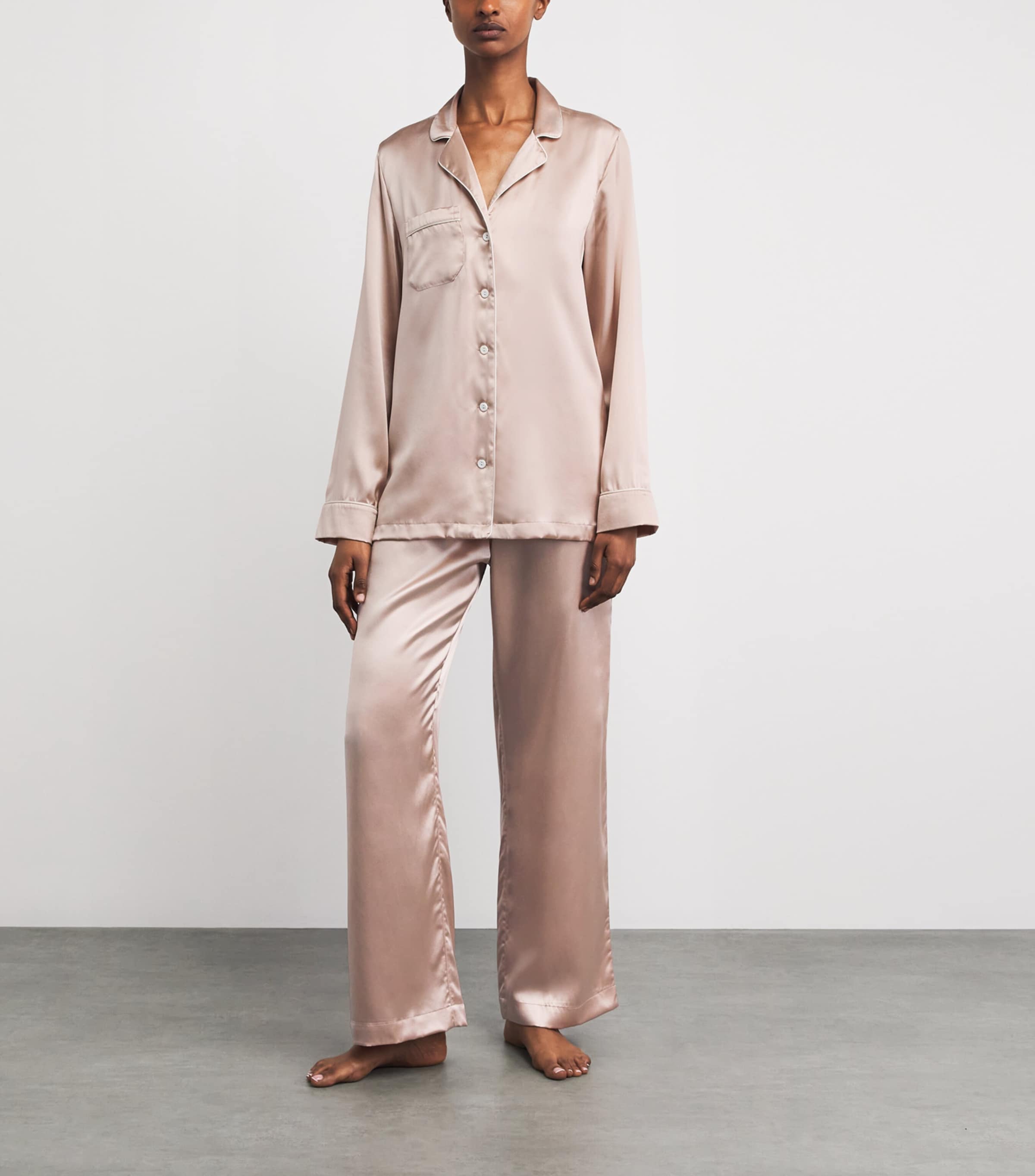 Derek Rose Womens Silk Bailey Pyjama Set Pink Image 2
