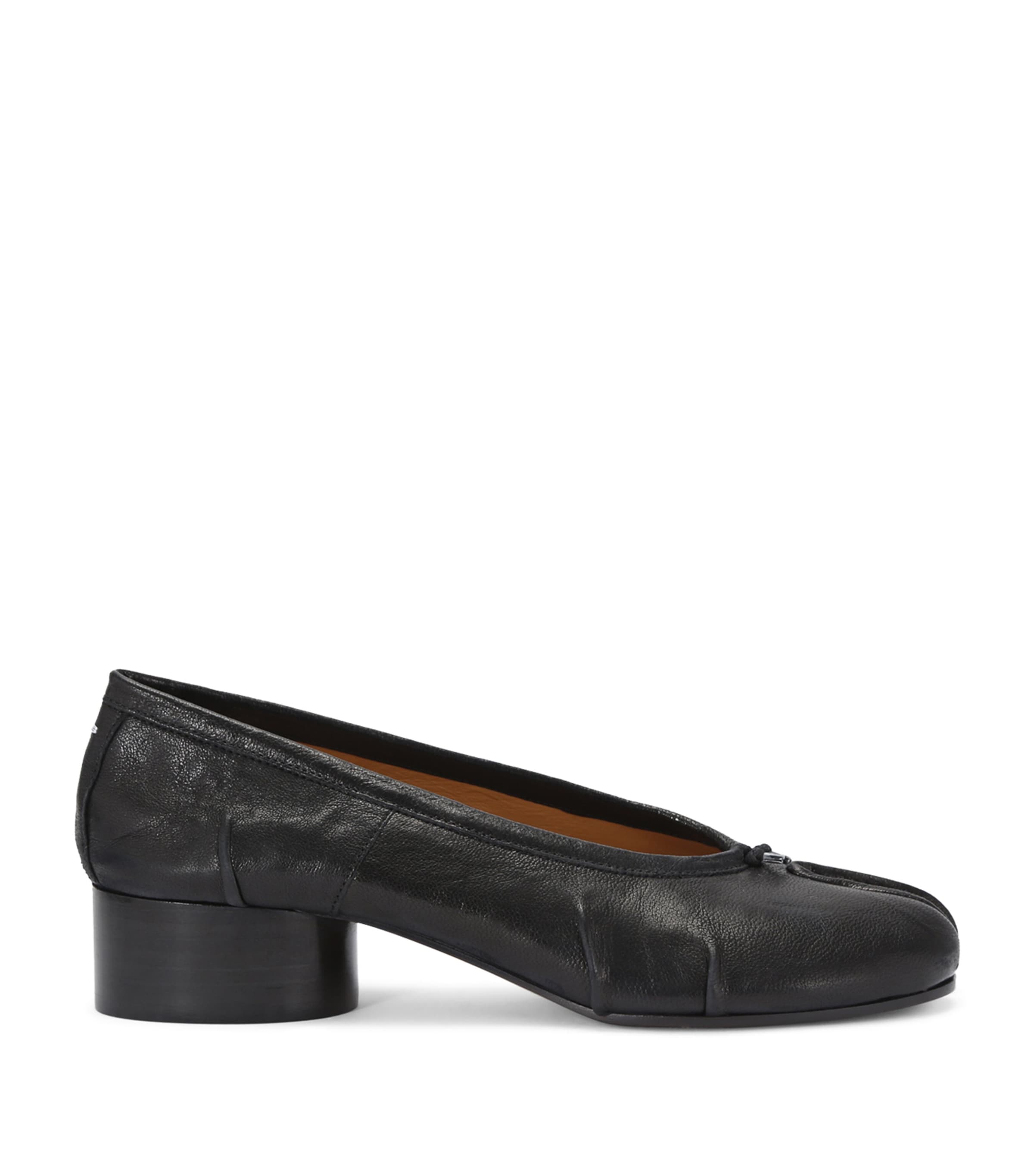 Maison Margiela Womens Black Tabi Ballerina Leather Heeled Shoes Eur 36 / 3 Uk