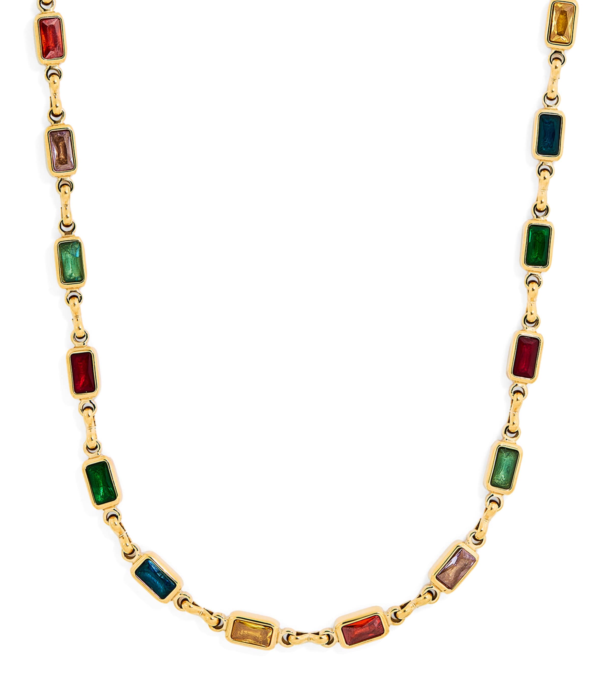 Gold-Plated Embellished Tennis Necklace MULTI Image 1