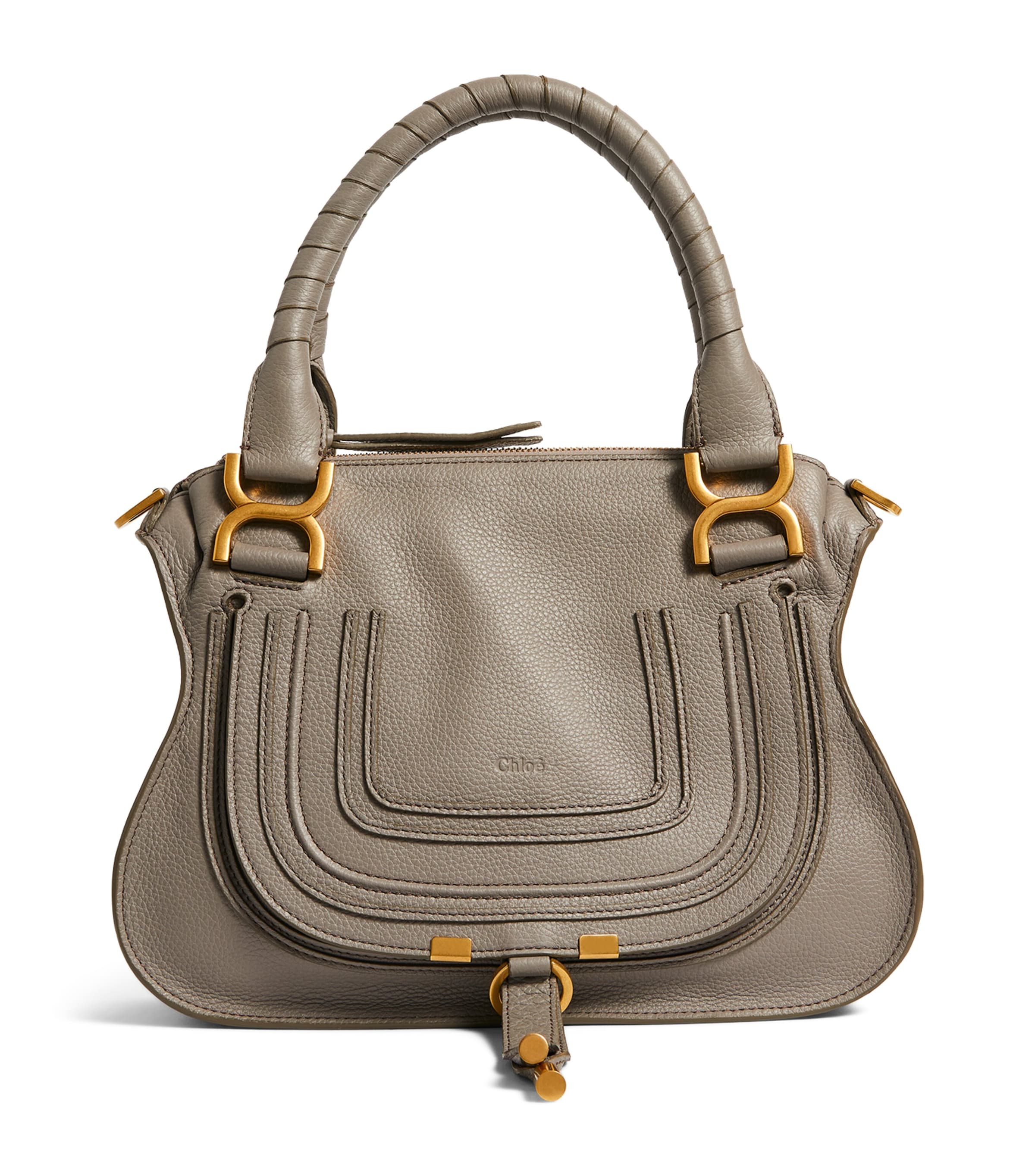 Shop Chloé Small Leather Marcie Top-handle Bag In Grey