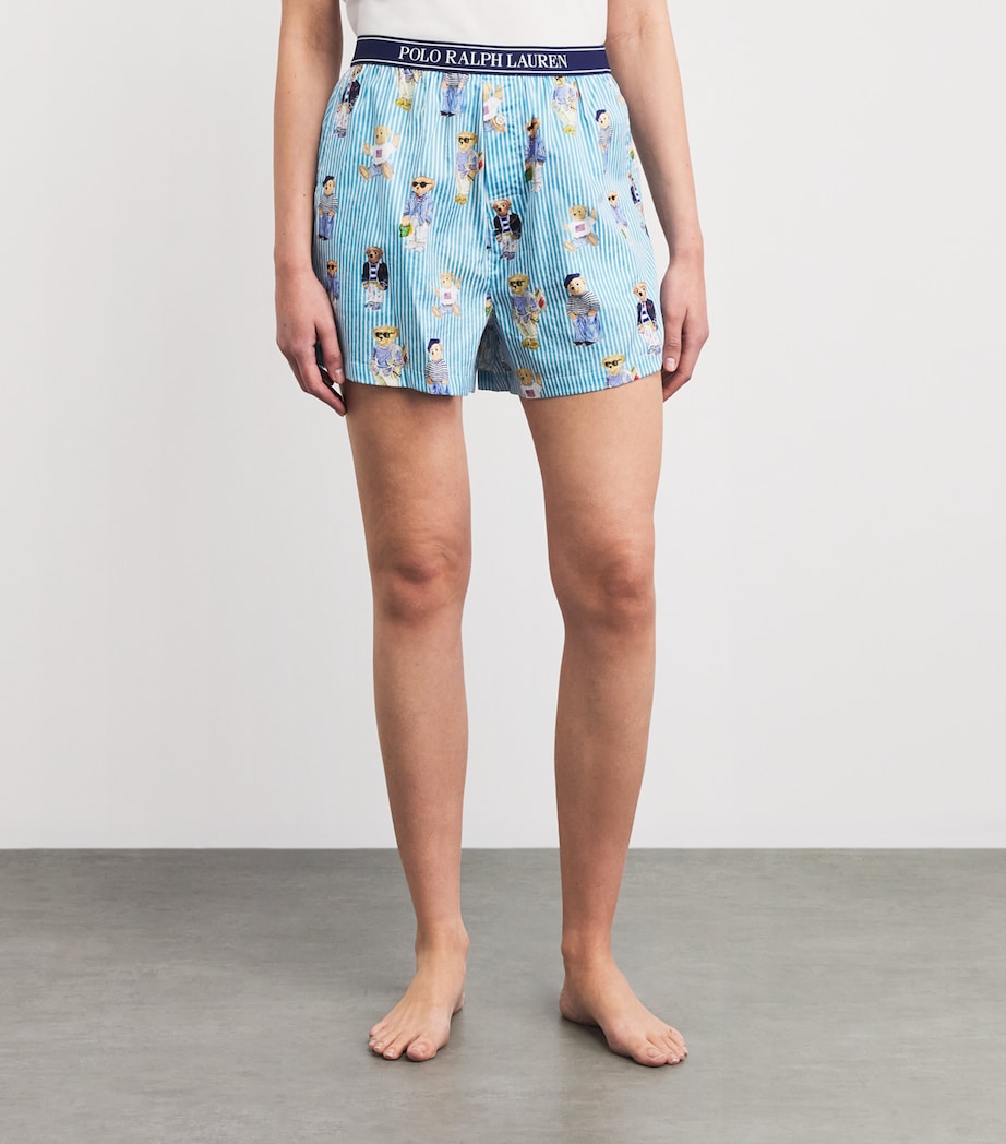 Polo Ralph Lauren Womens Cotton Polo Bear Logo Pyjama Shorts Agua Mist Bear Image 4