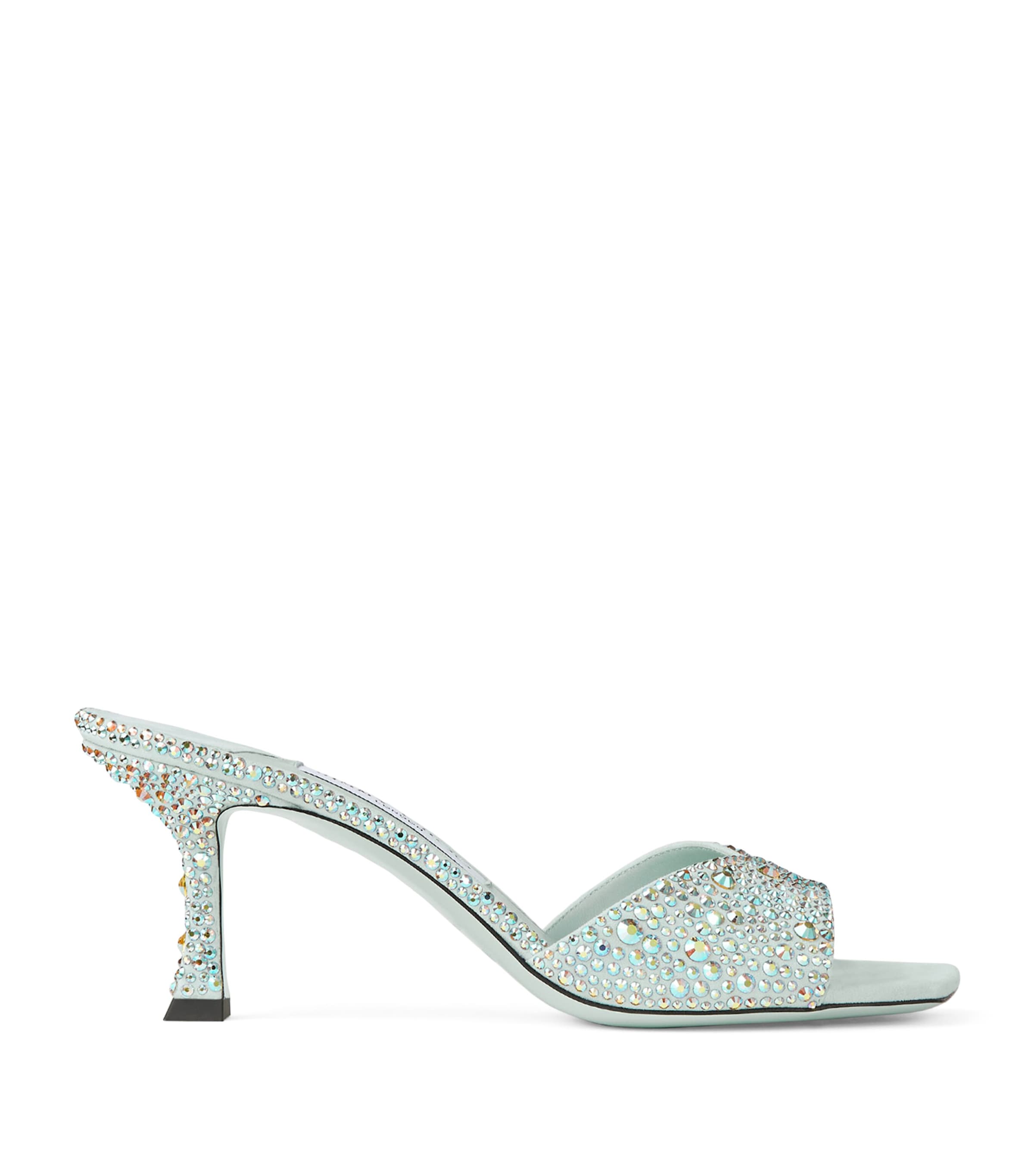 Jimmy Choo Skye 70 Leather Embellished Mules In Green