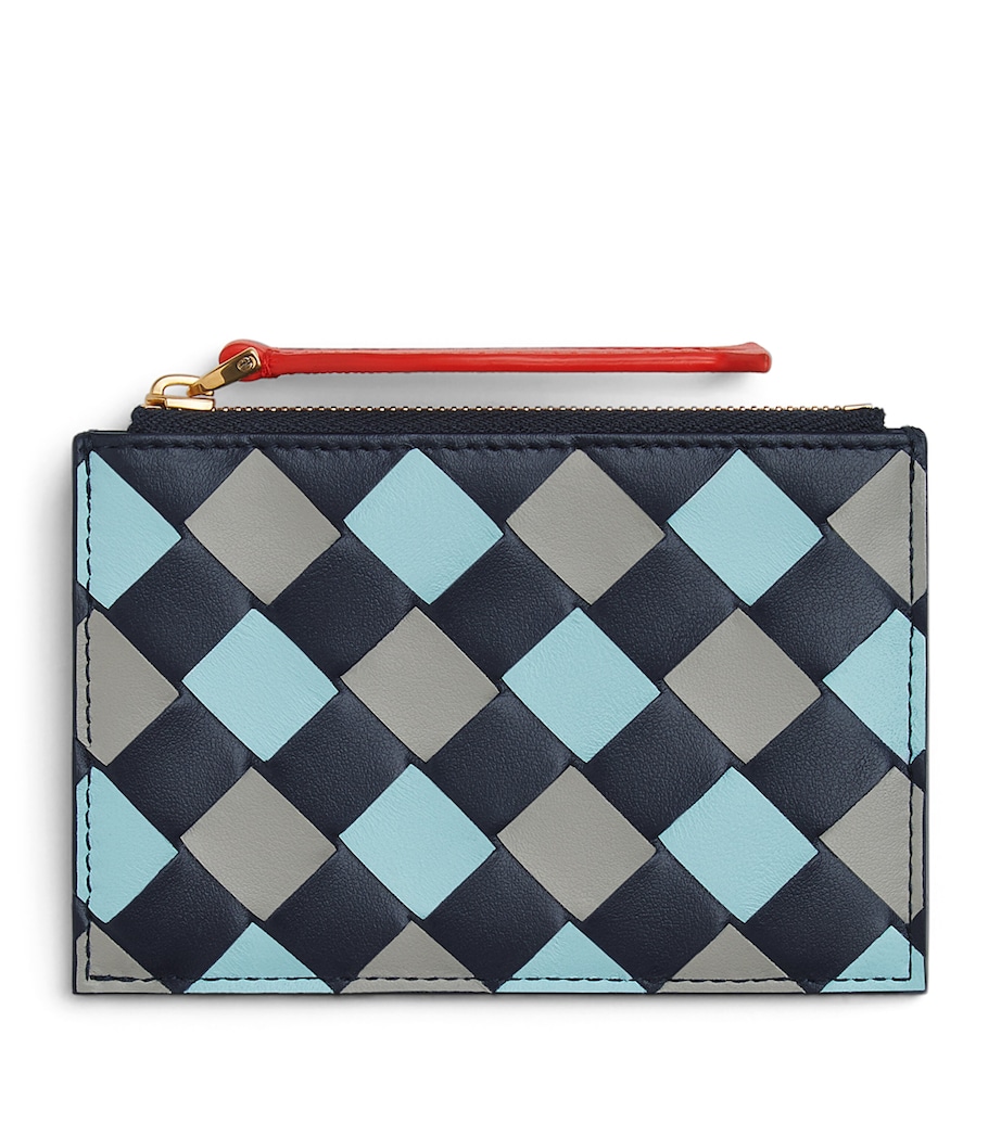 Bottega Veneta Leather Intrecciato Zip-Up Card Holder Image 1