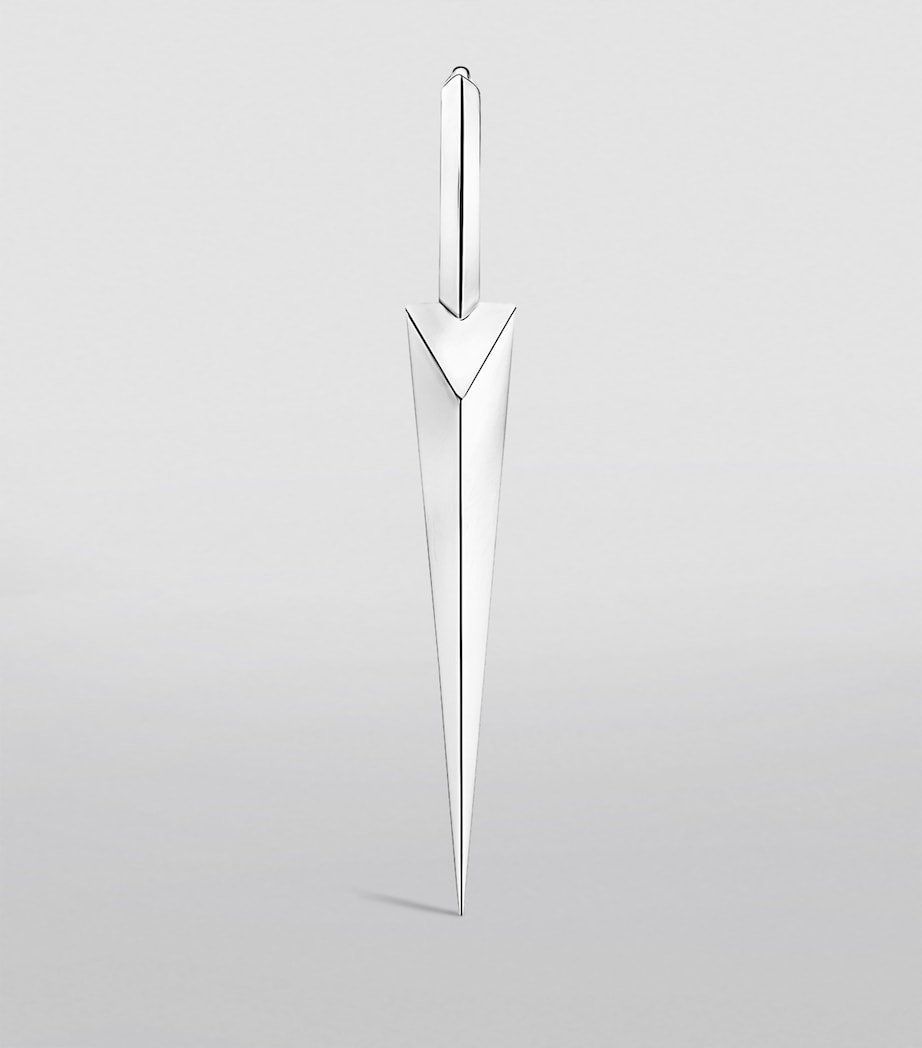 White Gold Faceted Grand Spike Hoop Earring (8mm) WHITE GOLD Image 2