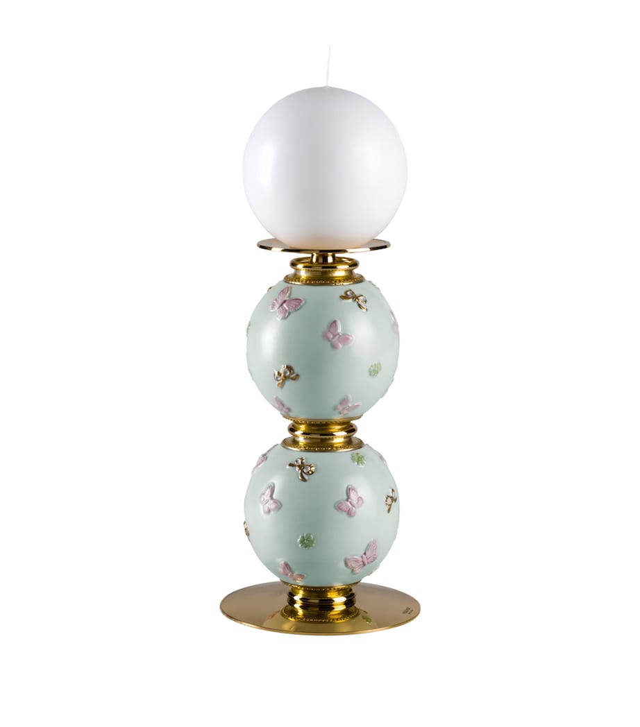 Porcelain Butterfly Candle Holder AQUAMARINE PINK GLD Image 1