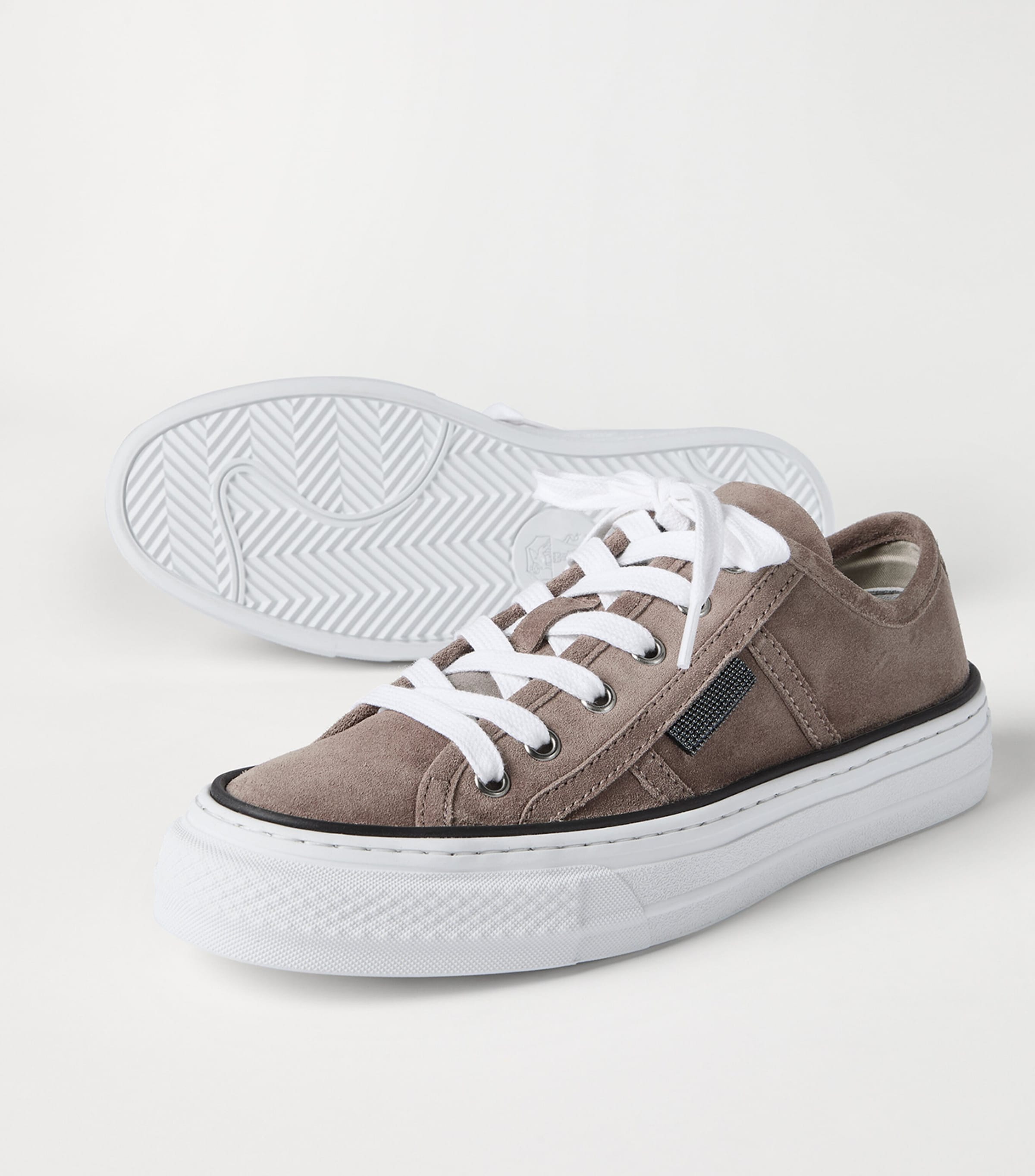 Brunello Cucinelli Suede Monili-Embellished Sneakers Image 2