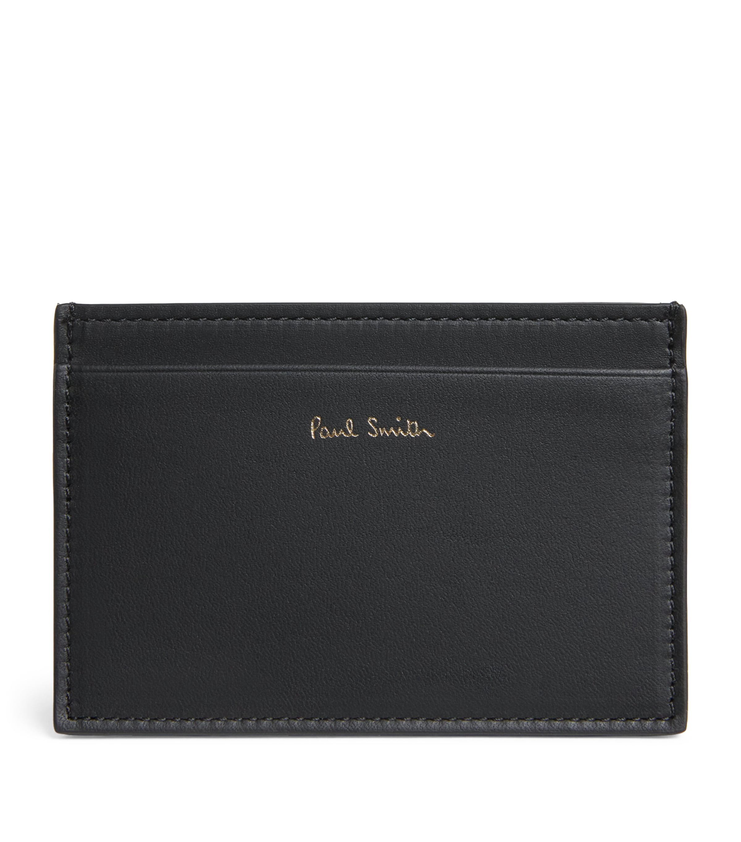 Paul Smith Leather Signature Stripe Card Holder In Black