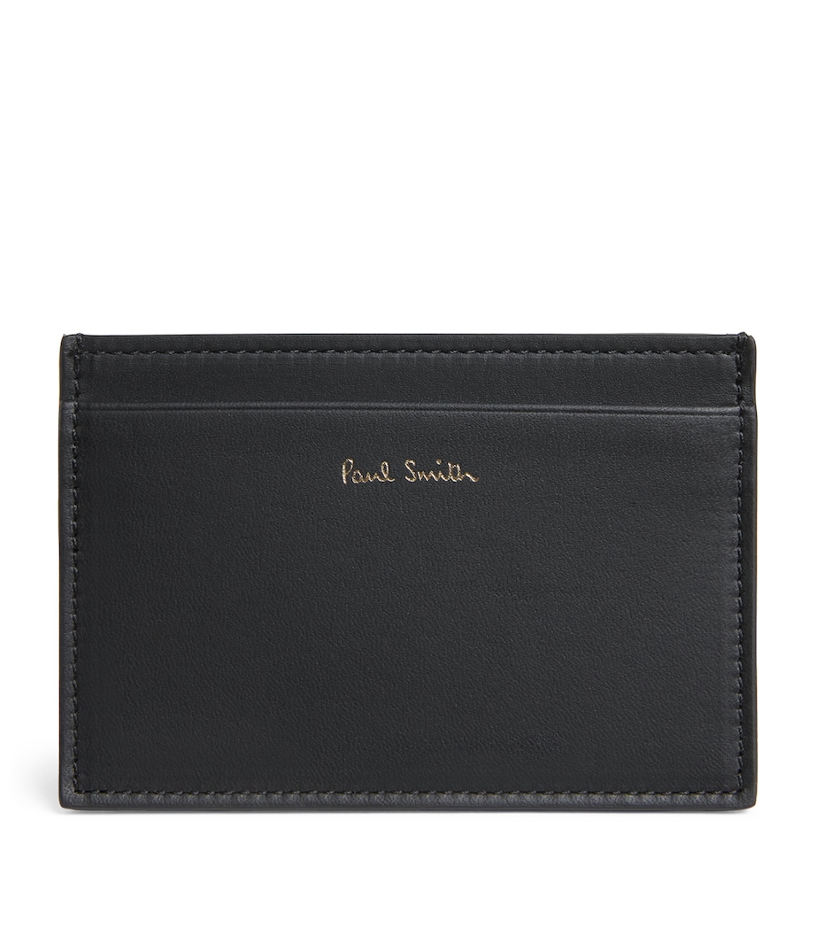 Leather Signature Stripe Card Holder 79_BLACK Image 1
