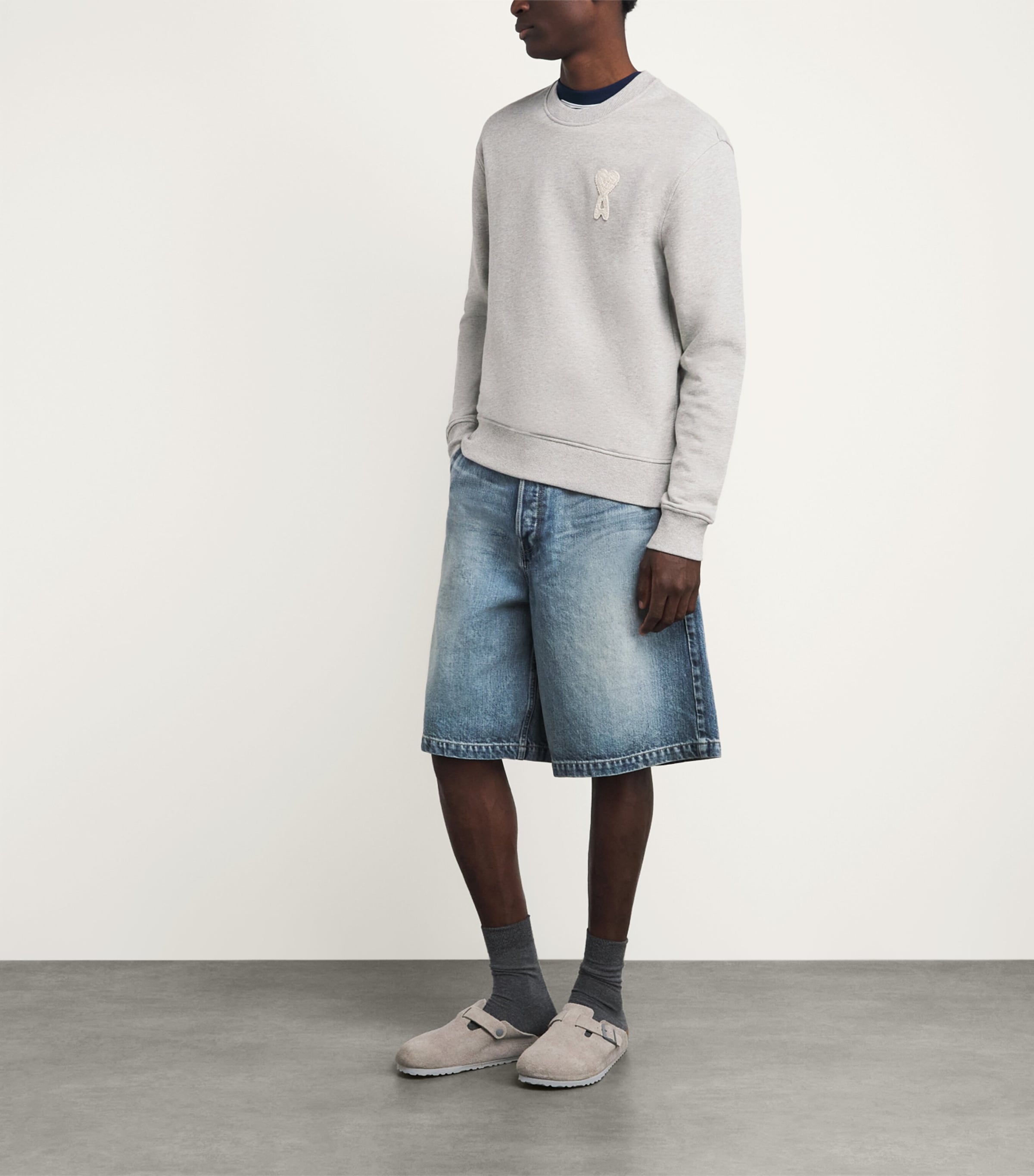 AMI Paris Blue Cotton Crochet Logo Sweatshirt | Harrods US